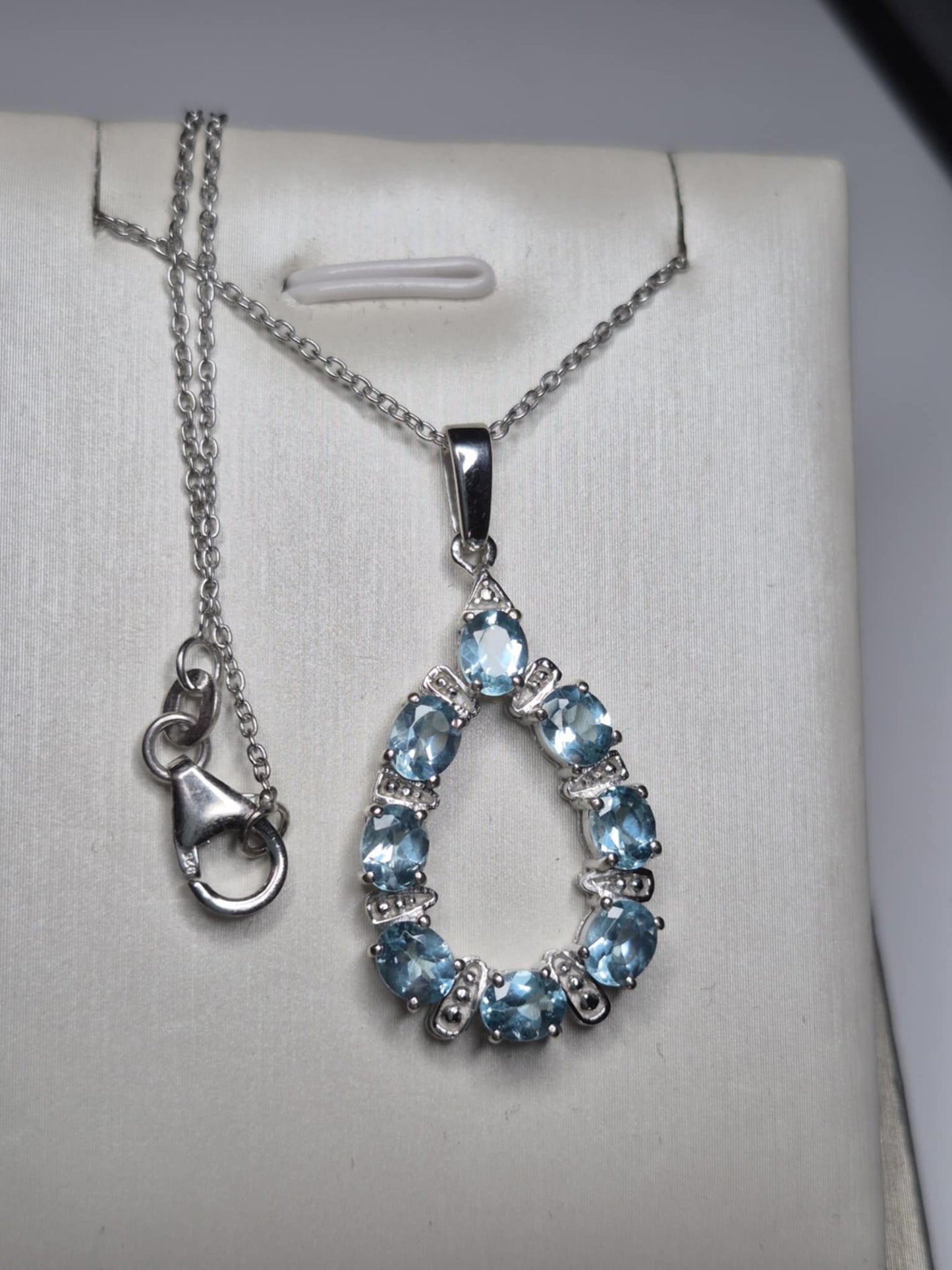 2.800ct Blue Lagoon Apatite Necklace Rhodium Overlay 925 Sterling Silver