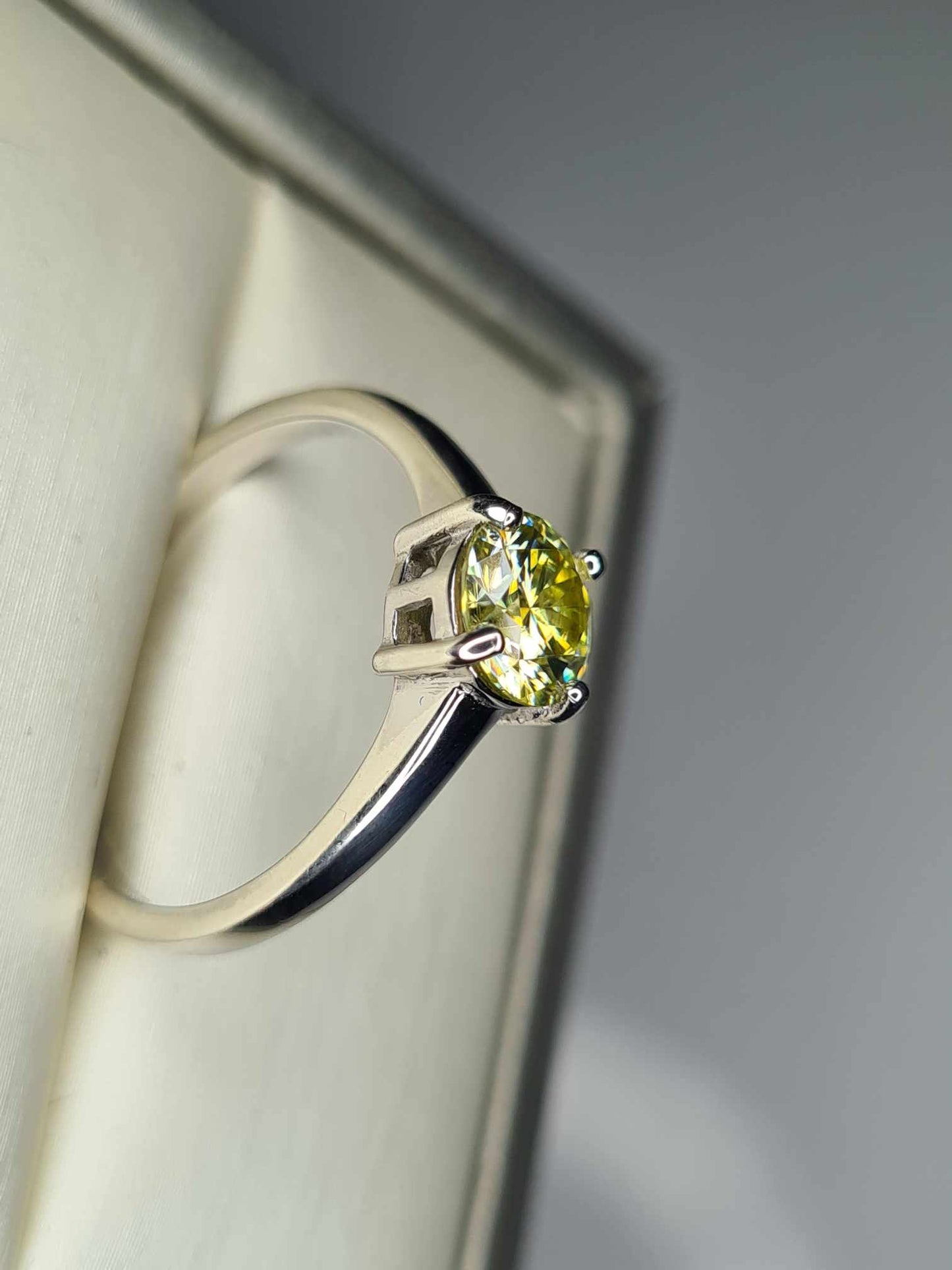 1ct Cannery Yellow Moissanite Solitaire Ring 925 Sterling Silver SIZES M,Q,S