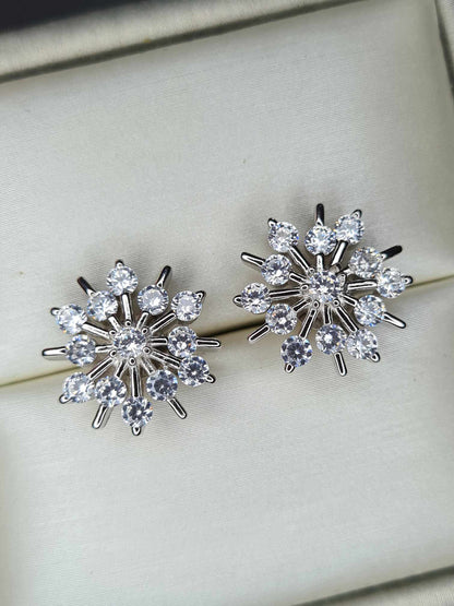 3.250ct Floral Cubic Zirconia Stud Earrings 925 Sterling Silver