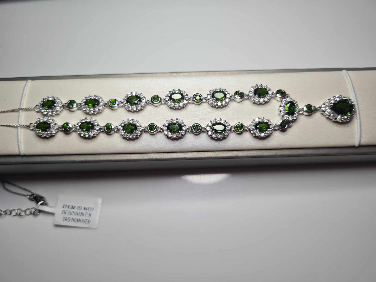 14.63 Natural Russian Diopside & Natural Zircon Necklace in Rhodium Overlay 925 Sterling Silver