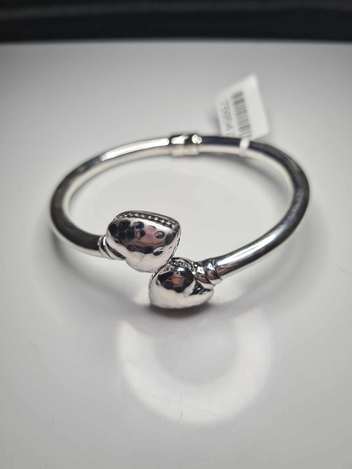 925 Sterling Silver Heart Bangle 7.5inches