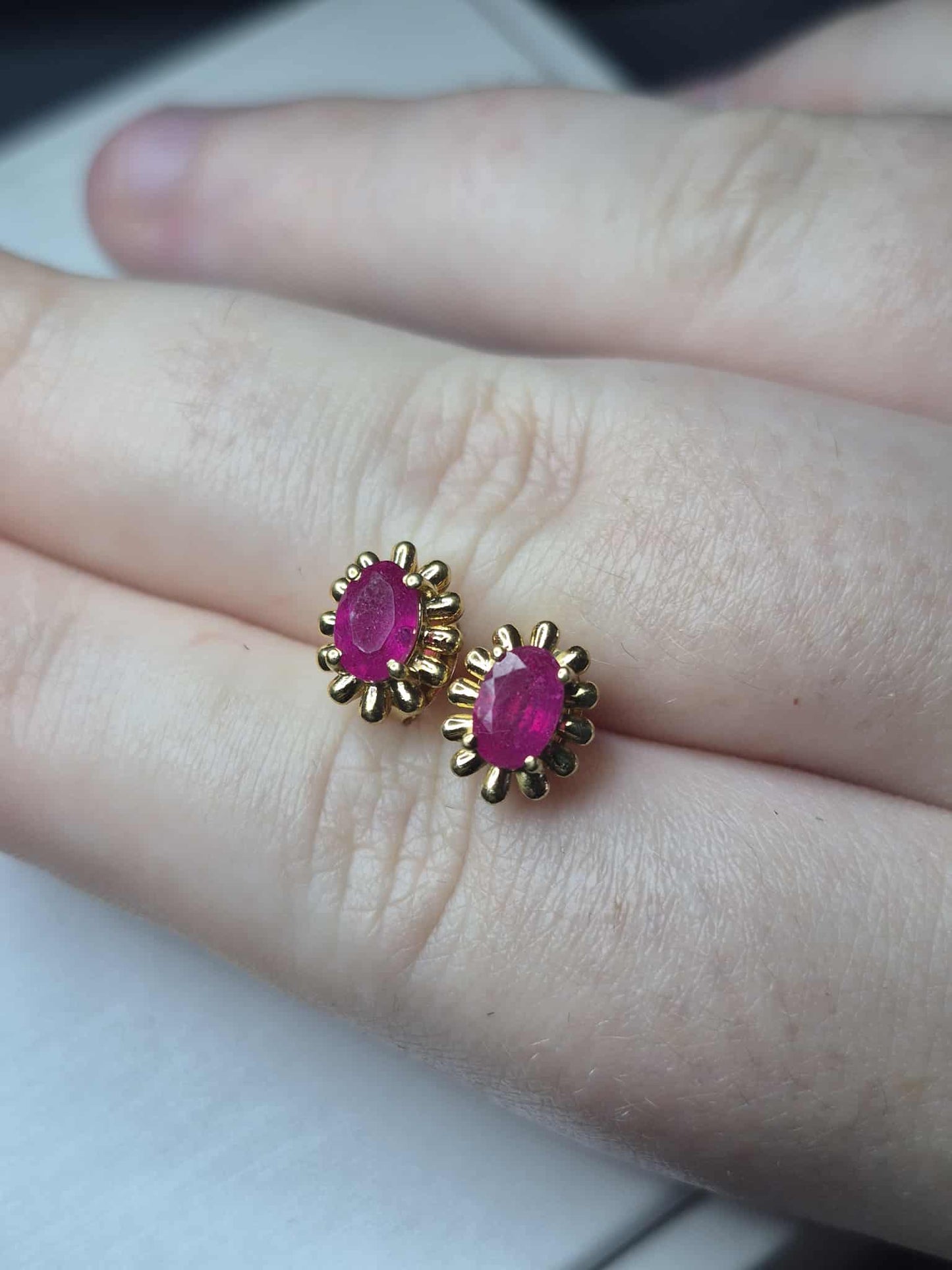 1.348 Ct. African Ruby Solitaire Stud Earrings in 14K Gold Overlay 925 Sterling Silver