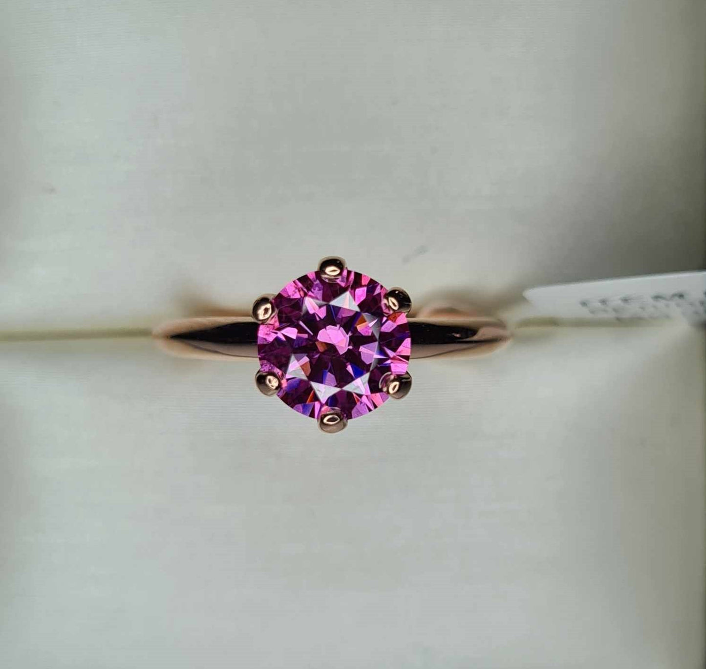 1.50 Ct. Pink Moissanite Solitaire Ring in 18K Rose Gold 925 sterling silver SIZE M