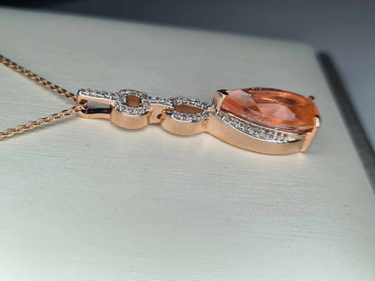 3.40ct Morganite Quartz and Natural Zircon Necklace in 18K Rose Gold Overlay 925 Sterling Silver