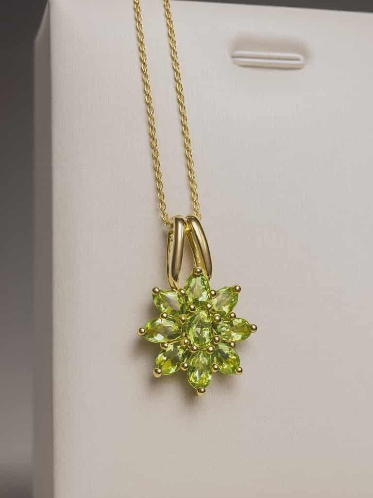 2.07ct Natural Hebei Peridot Necklace 18K Gold Overlay 925 Sterling Silver