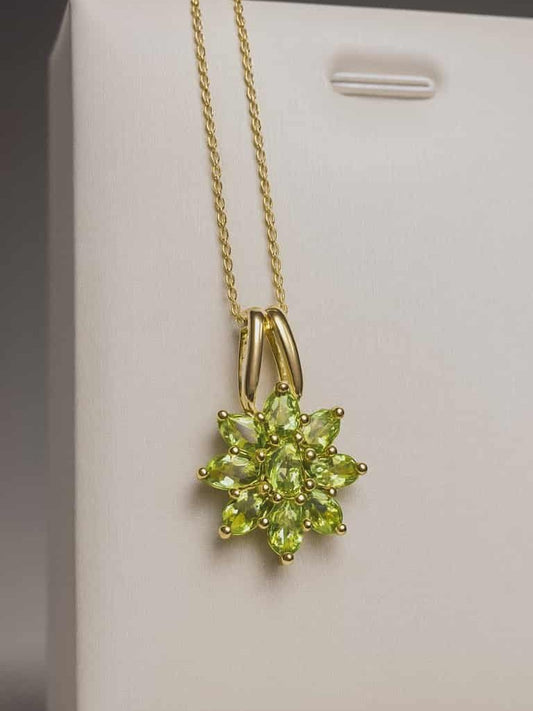 2.07ct Natural Hebei Peridot Necklace 18K Gold Overlay 925 Sterling Silver