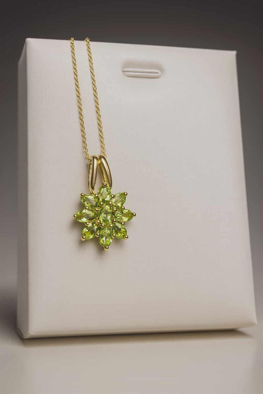 2.07ct Natural Hebei Peridot Necklace 18K Gold Overlay 925 Sterling Silver