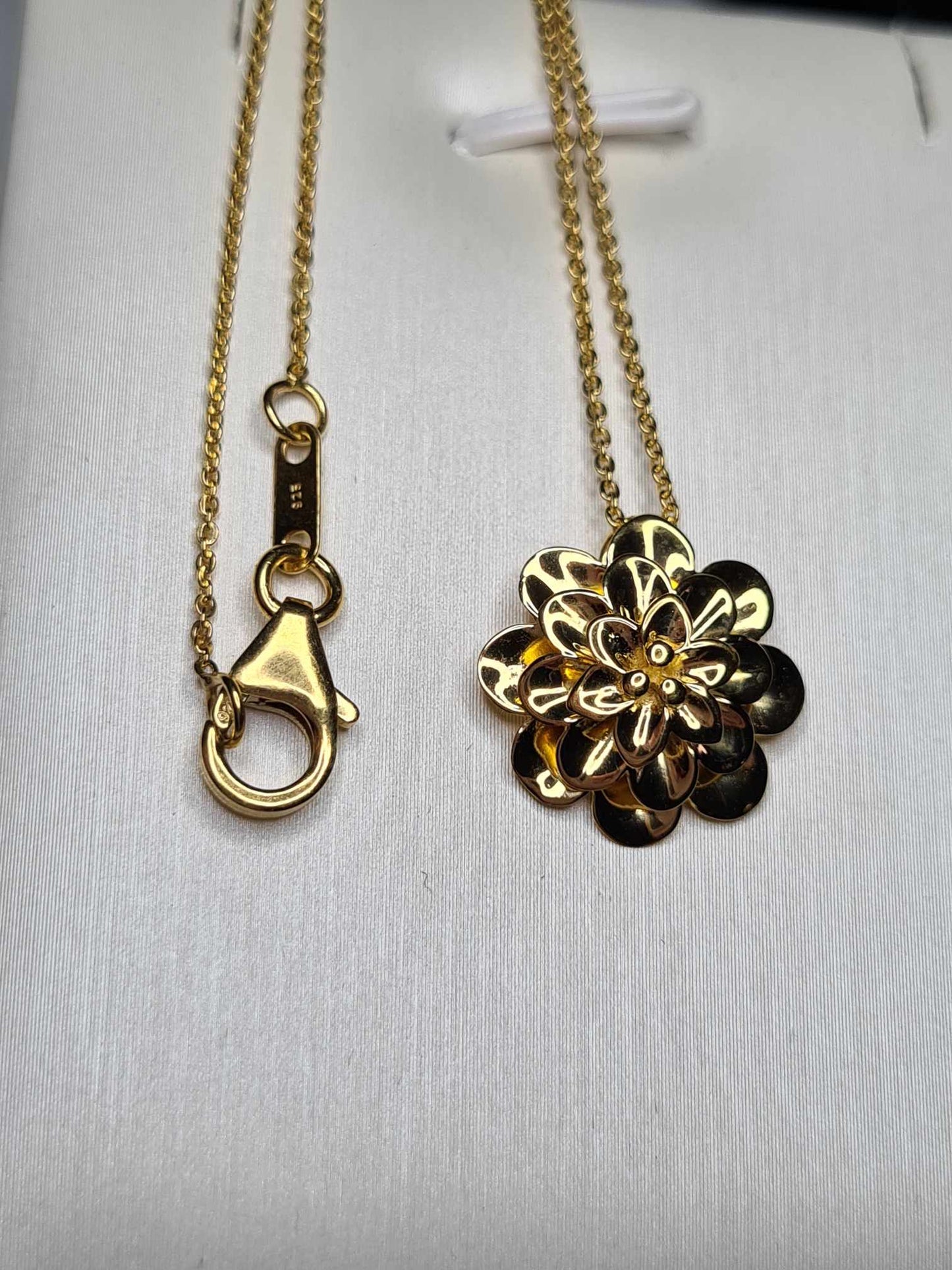 Floral 18k Gold Overlay 925 Sterling Silver Necklace