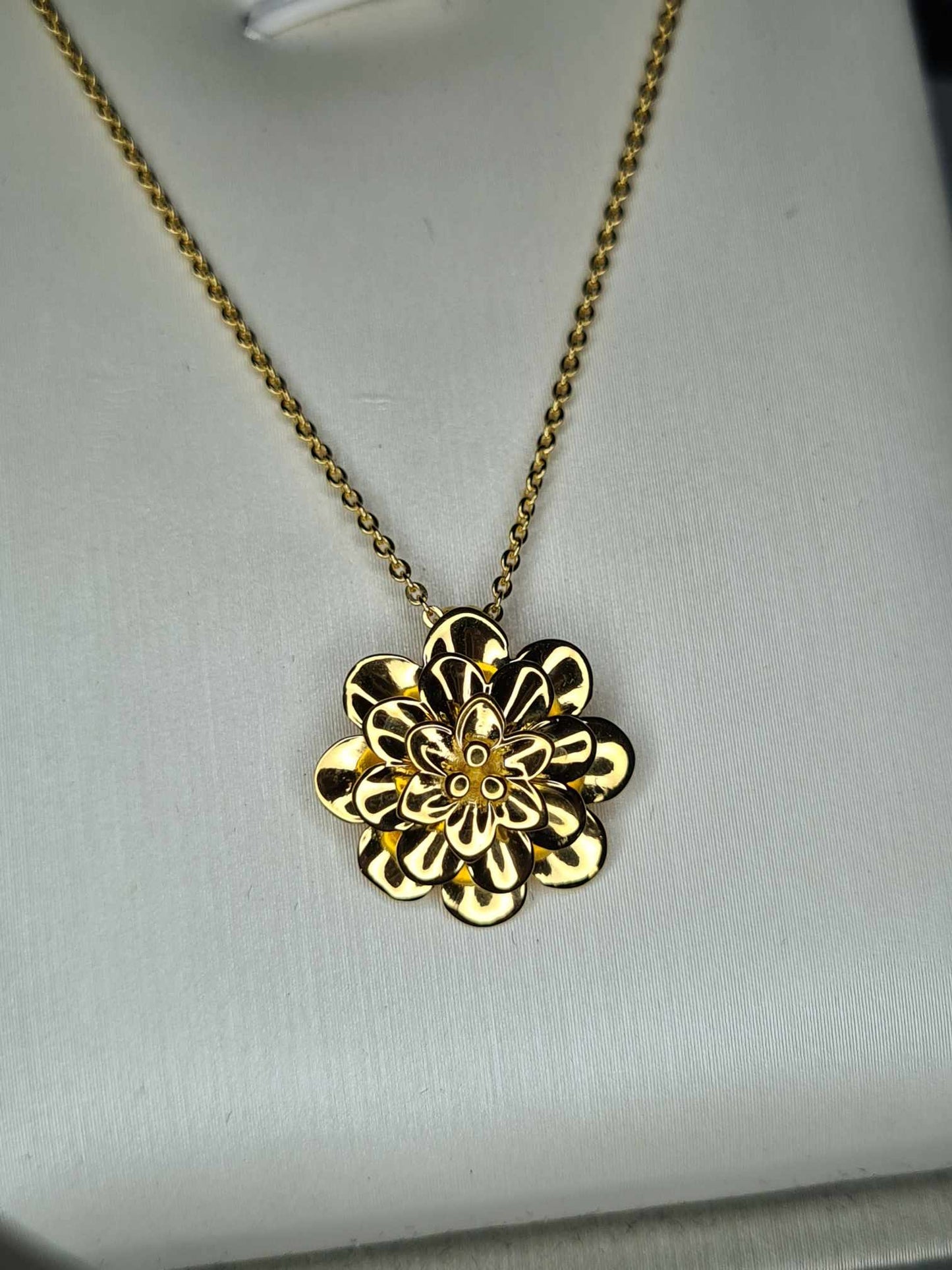 Floral 18k Gold Overlay 925 Sterling Silver Necklace