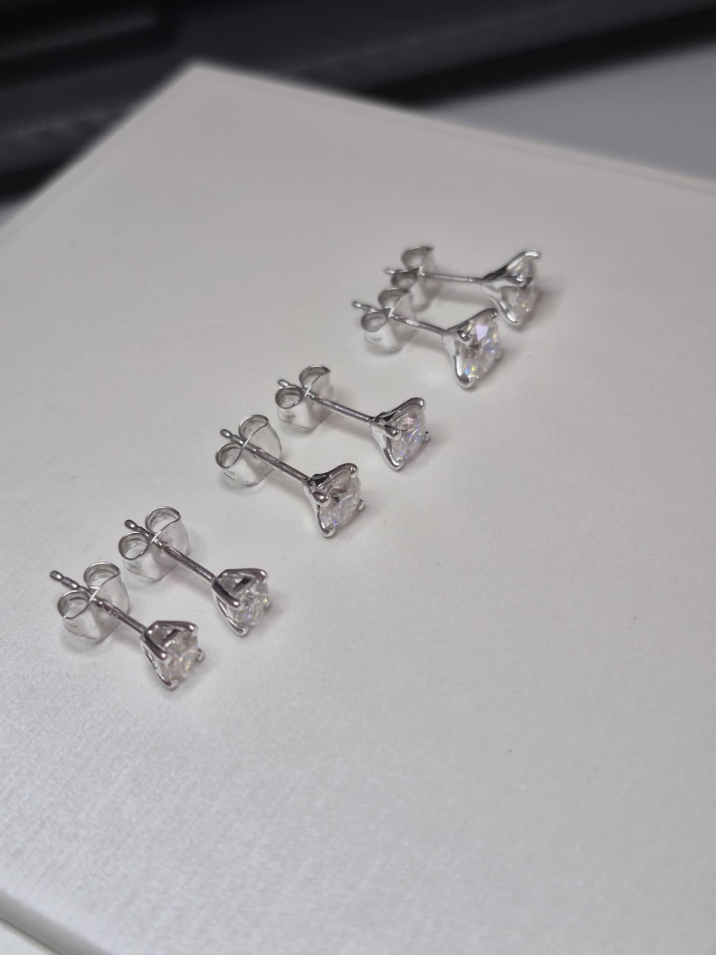 Set of 3 Moissanite Solitaire Stud Earrings 925 Sterling Silver 2.17 Ct.