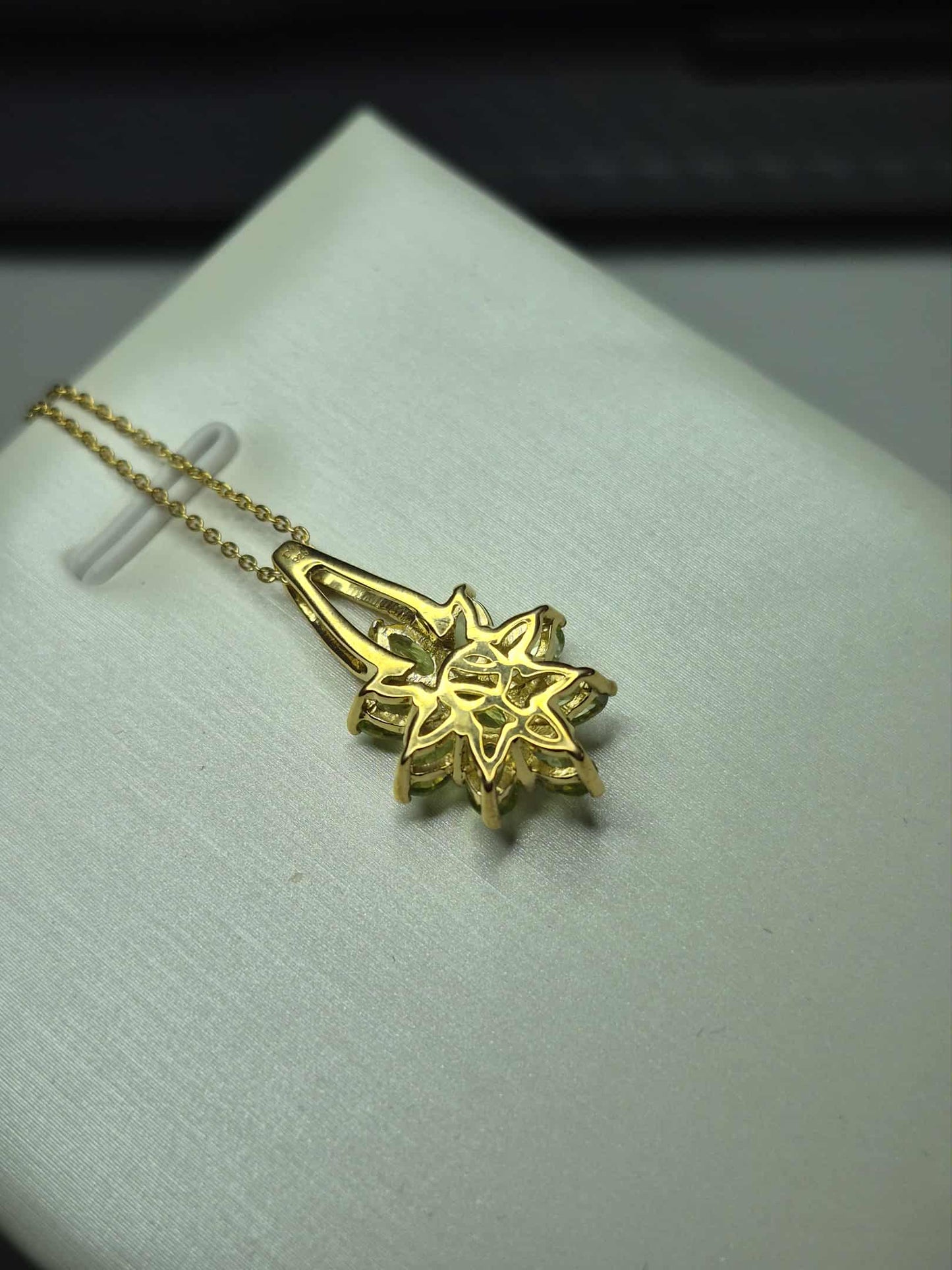 2.07ct Natural Hebei Peridot Necklace 18K Gold Overlay 925 Sterling Silver