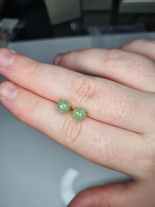 1.93ct Green Quartz Solitaire Stud Earrings in 9K Gold Overlay 925 Sterling Silver
