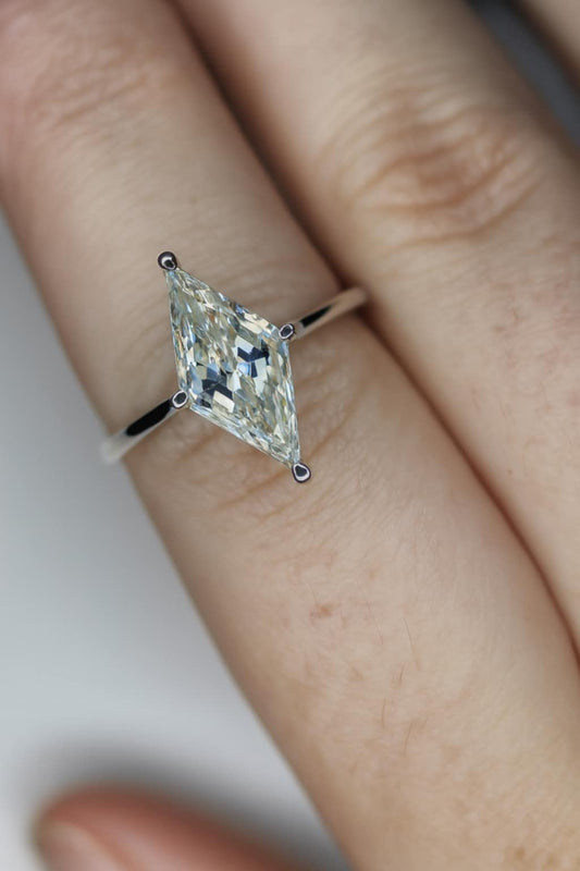 2.40ct Moissanite Solitaire Ring in Rhodium Overlay 925 Sterling Silver SIZE O