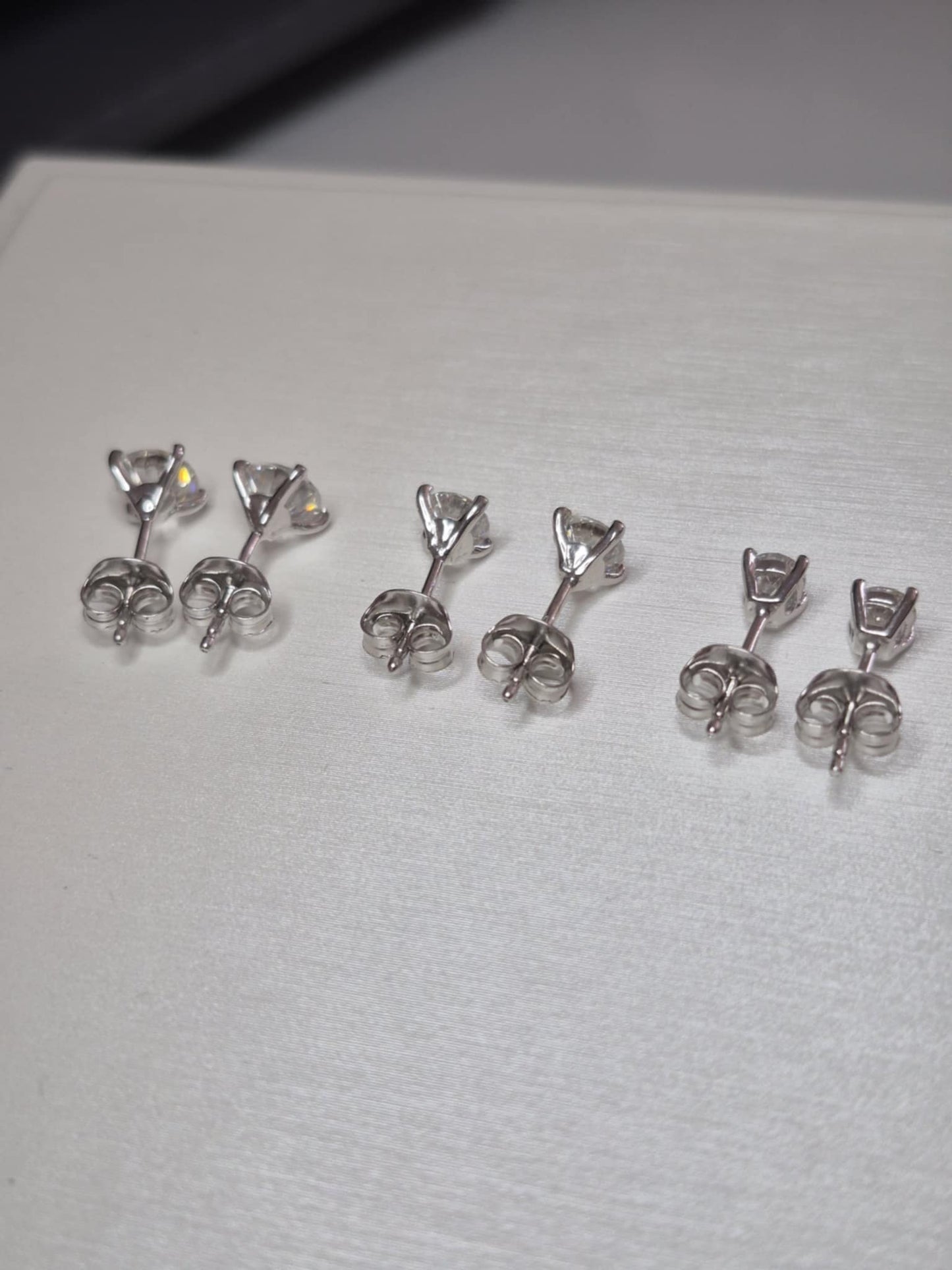 Set of 3 Moissanite Solitaire Stud Earrings 925 Sterling Silver 2.17 Ct.