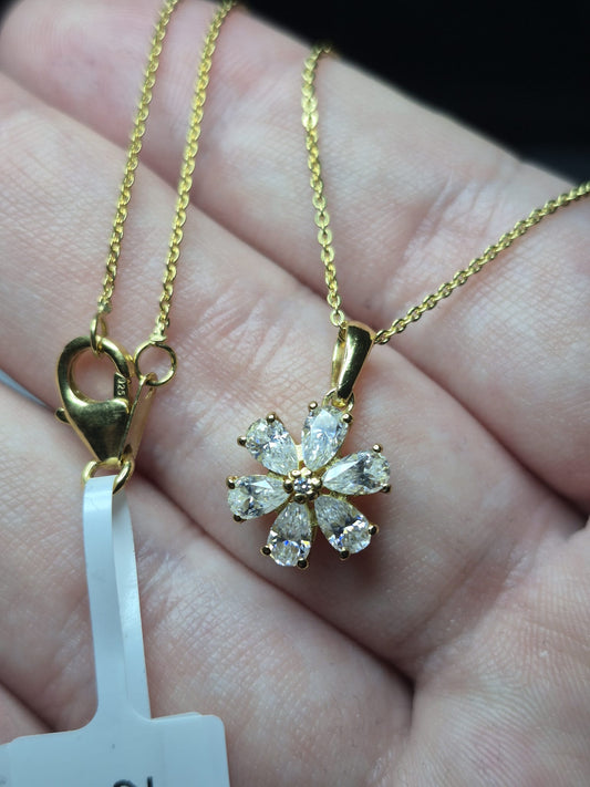 1.31ct Moissanite Necklace in 18K Gold Overlay 925 Sterling Silver