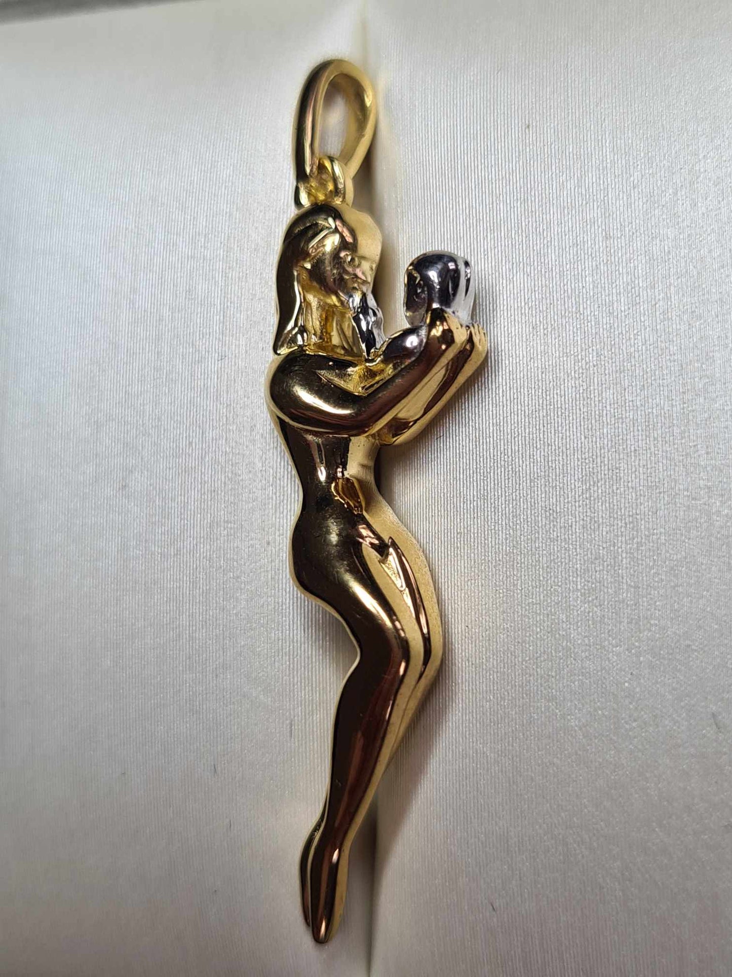 Mother & Child Pendant 18K Gold Overlay 925 Sterling Silver