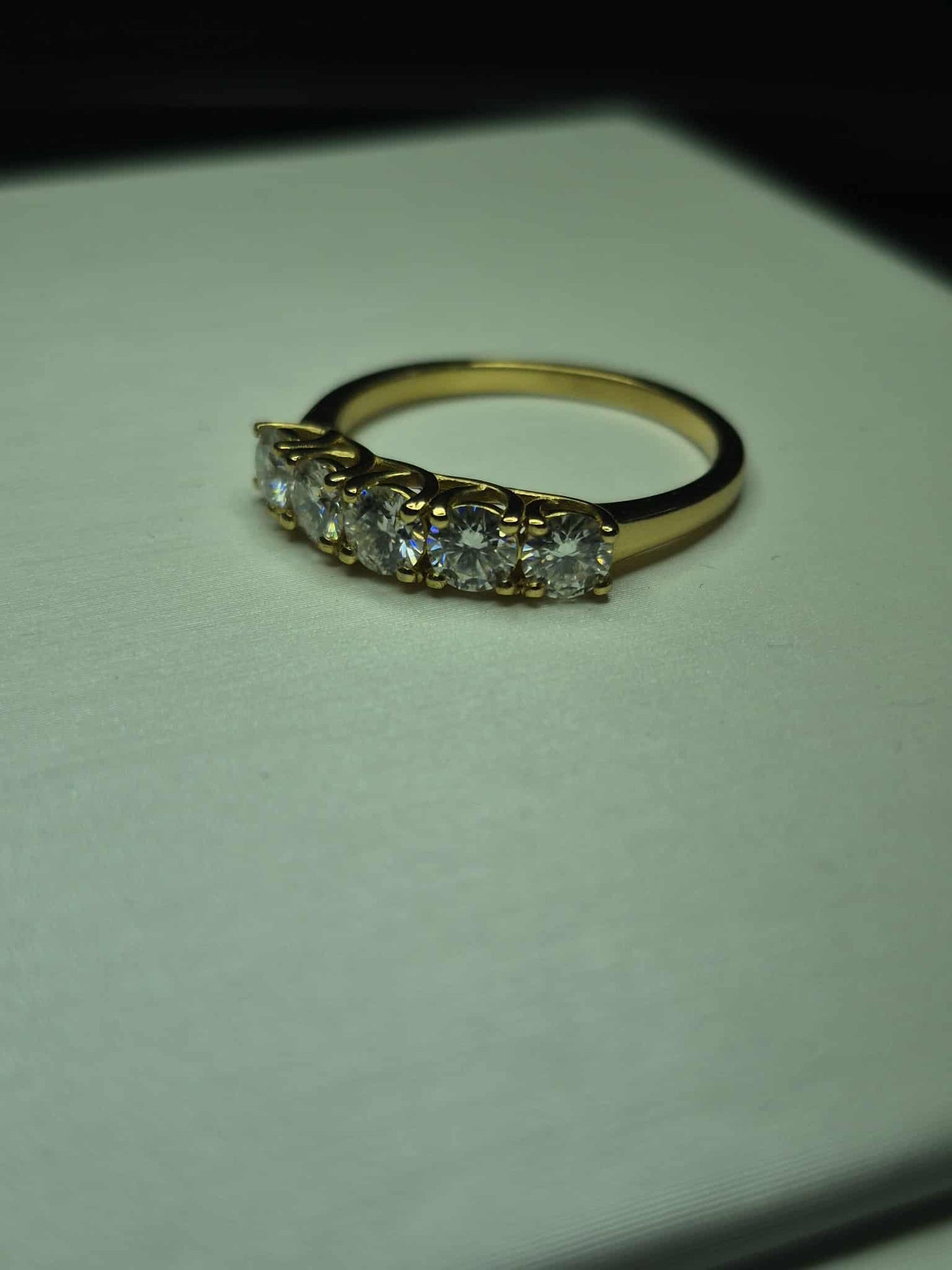 1ct Moissanite 5 Stone Ring in 18K Gold 925 Sterling Silver SIZE Q