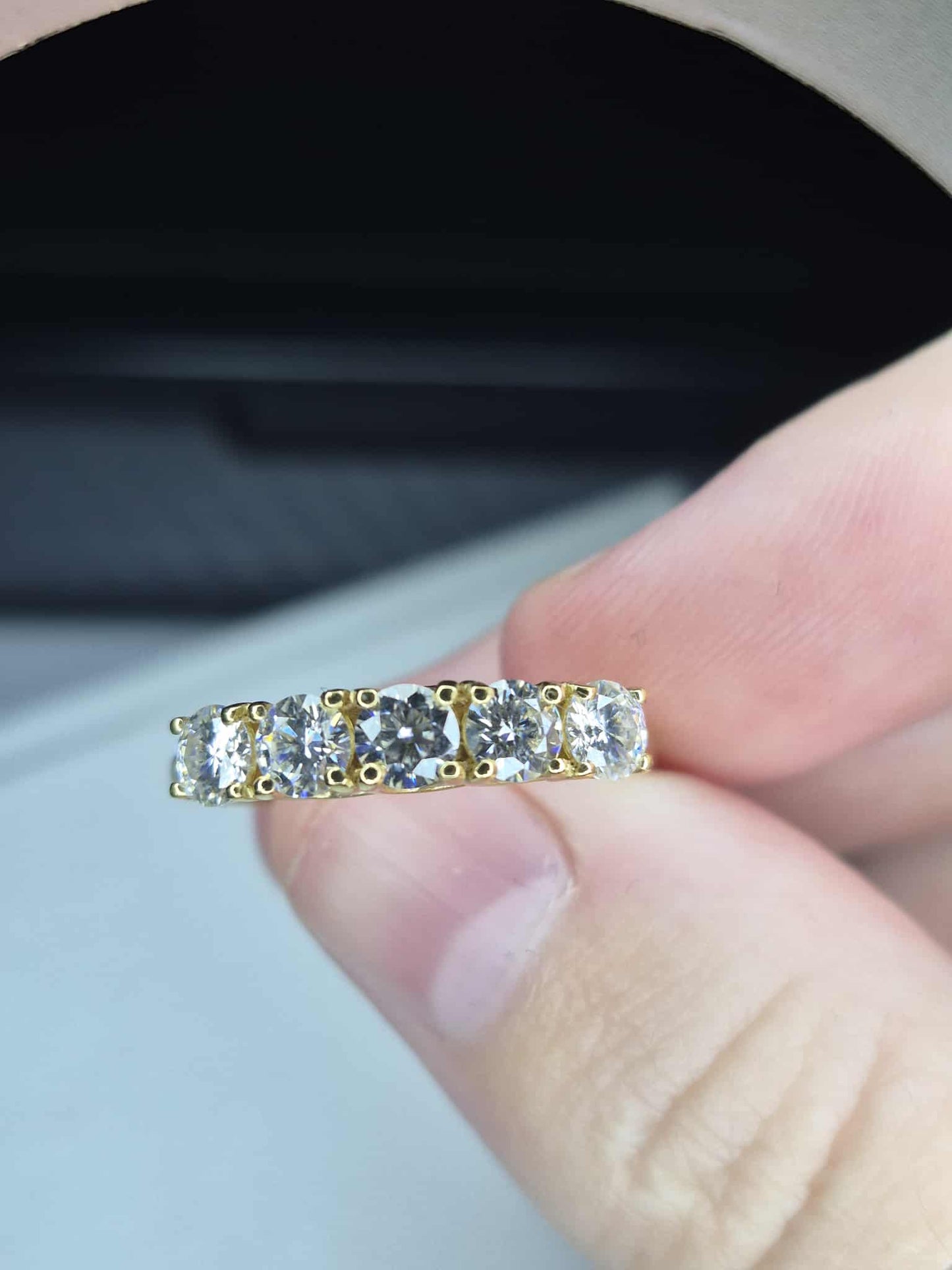 1ct Moissanite 5 Stone Ring in 18K Gold 925 Sterling Silver SIZE Q