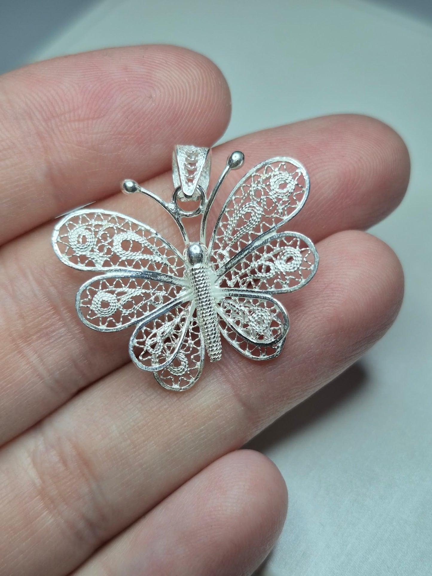 Hand Made Butterfly Pendant 925 Sterling Silver