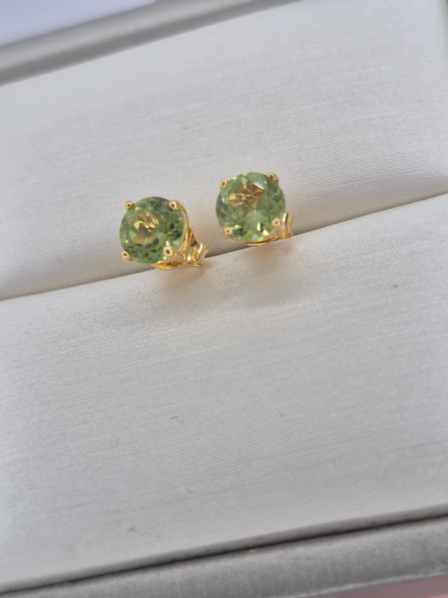 1.60ct Peridot Solitaire Stud Earrings in Yellow Gold Overlay 925 Sterling Silver