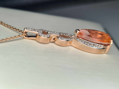 3.40ct Morganite Quartz and Natural Zircon Necklace in 18K Rose Gold Overlay 925 Sterling Silver