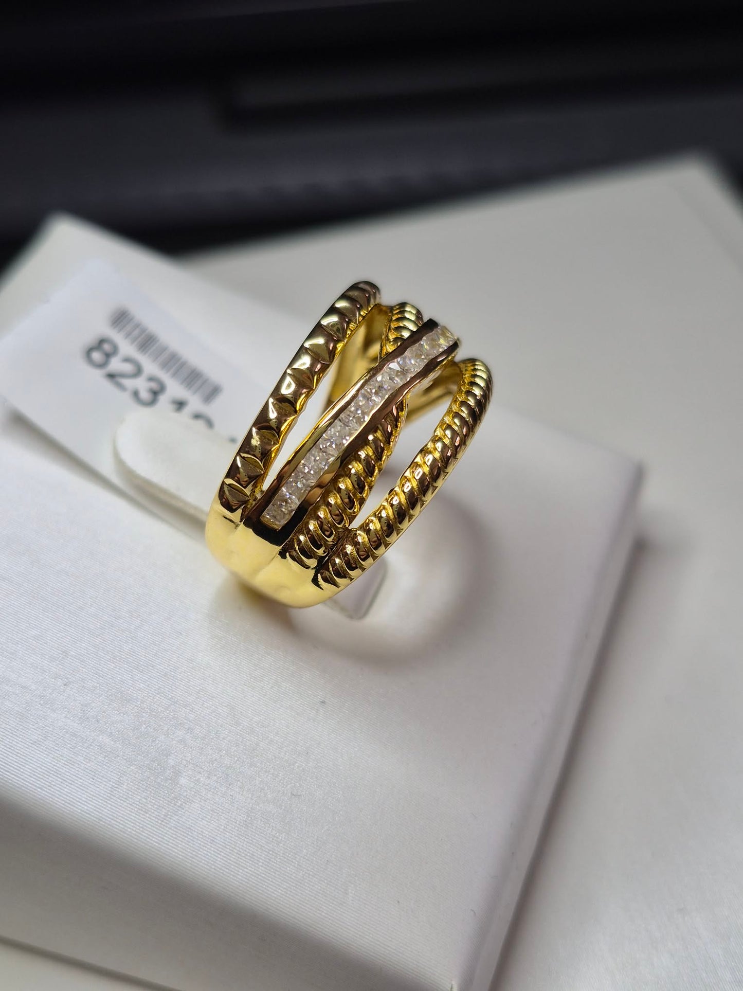 Moissanite Ring in 18K Yellow Gold Plating 925 Sterling Silver SIZE N