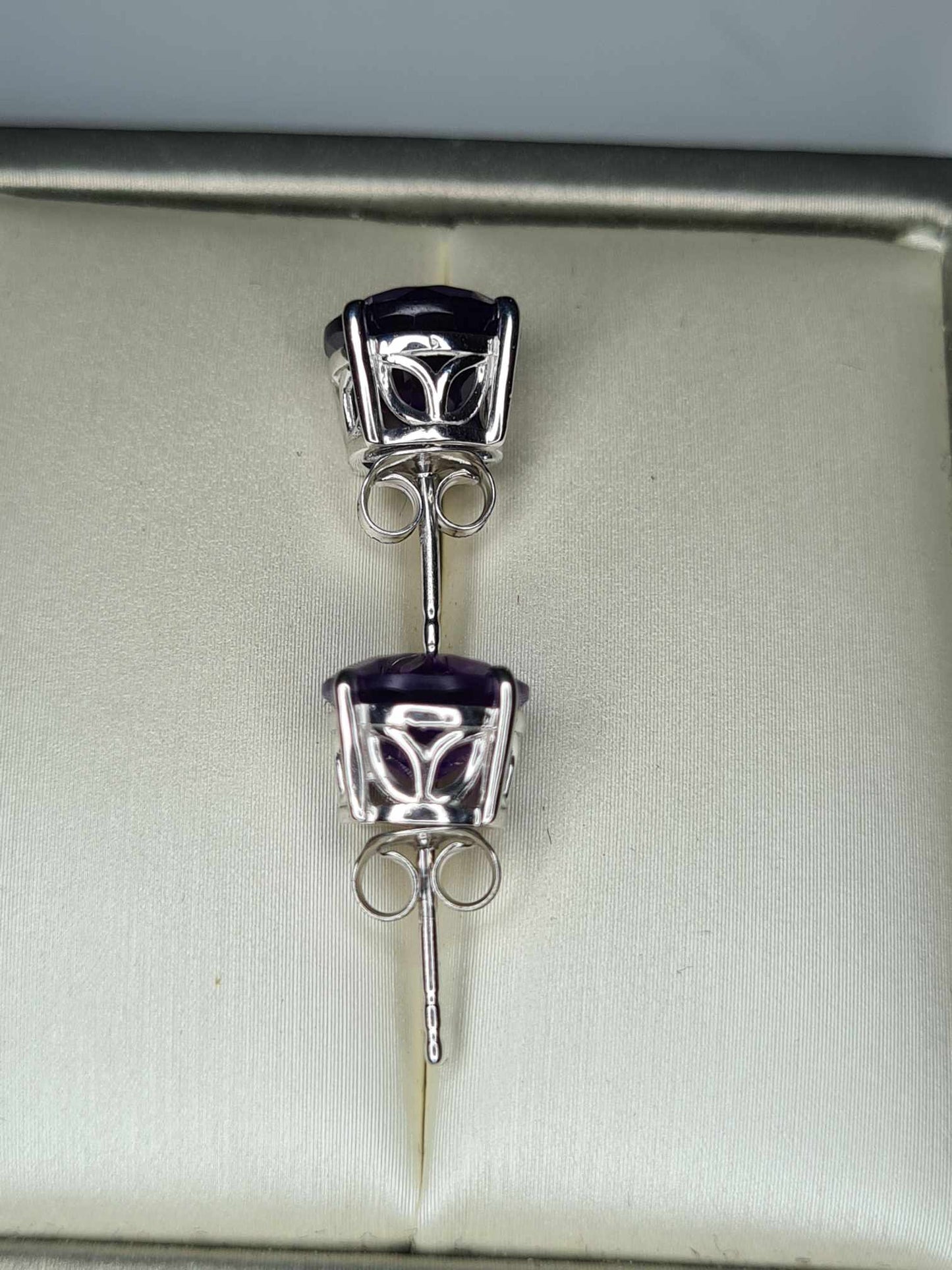 5ct AAA Amethyst Solitaire Earrings in Platinum Overlay 925 Sterling Silver