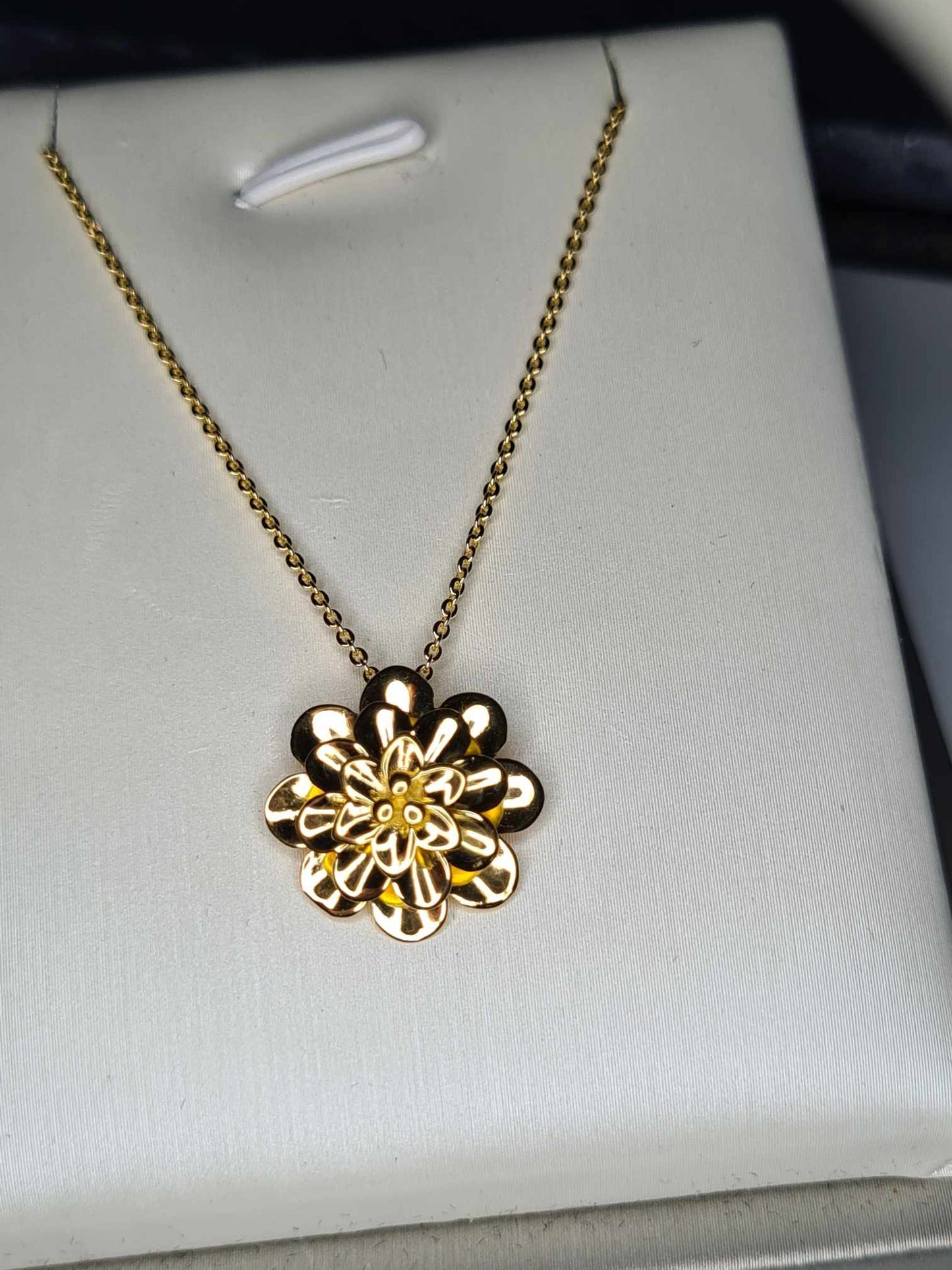 Floral 18k Gold Overlay 925 Sterling Silver Necklace