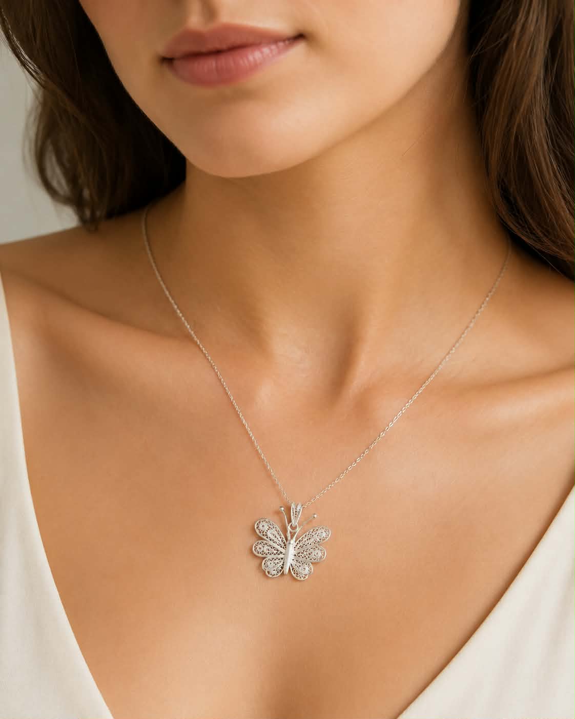 Hand Made Butterfly Pendant 925 Sterling Silver