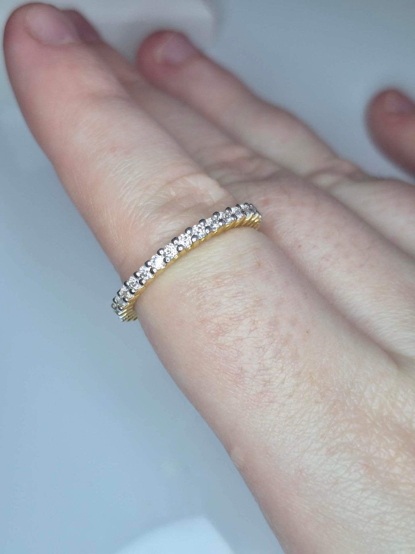 1.16 Moissanite Eternity Ring in 18K Gold Plated 925 Sterling Silver SIZES R,S