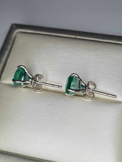 3.45ct Emeraldine Quartz Solitaire Stud Earrings in Platinum 925 Overlay Sterling Silver