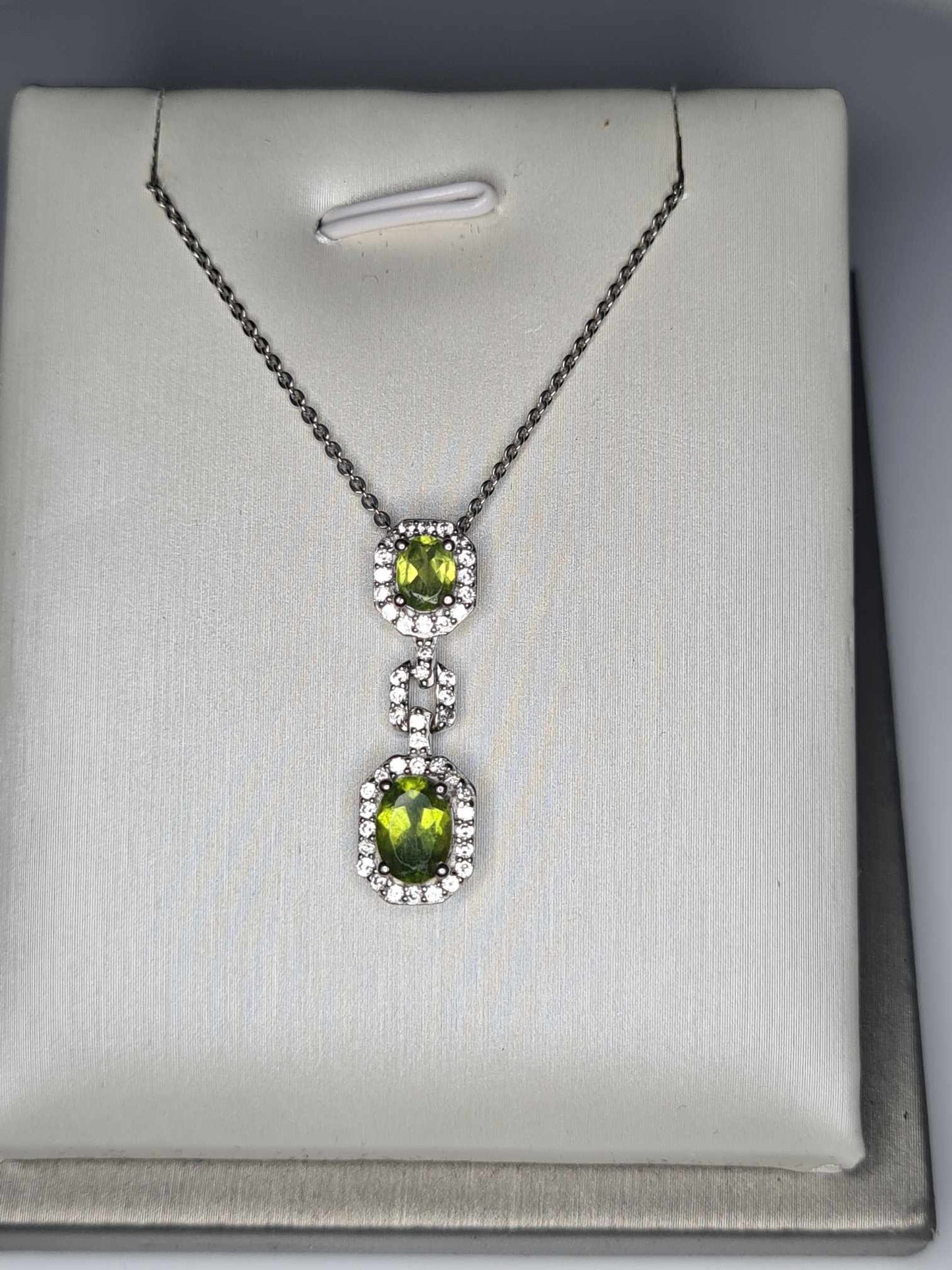 1.74 Ct. Vesuvianite and Natural Zircon Necklace 925 Sterling Silver