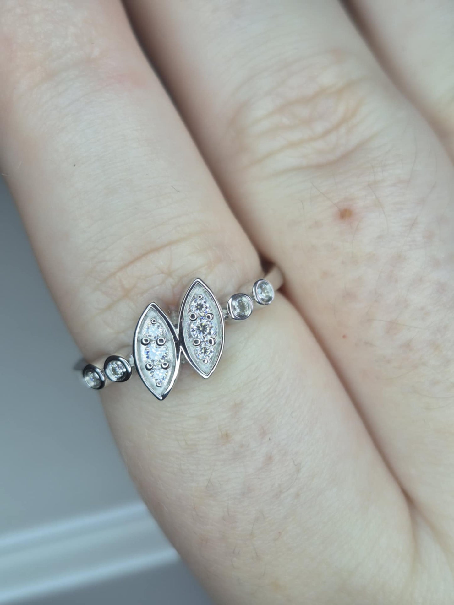 Set of 4 2.800ct Moissanite Rings in Rhodium Overlay925 Sterling Silver SIZE Q