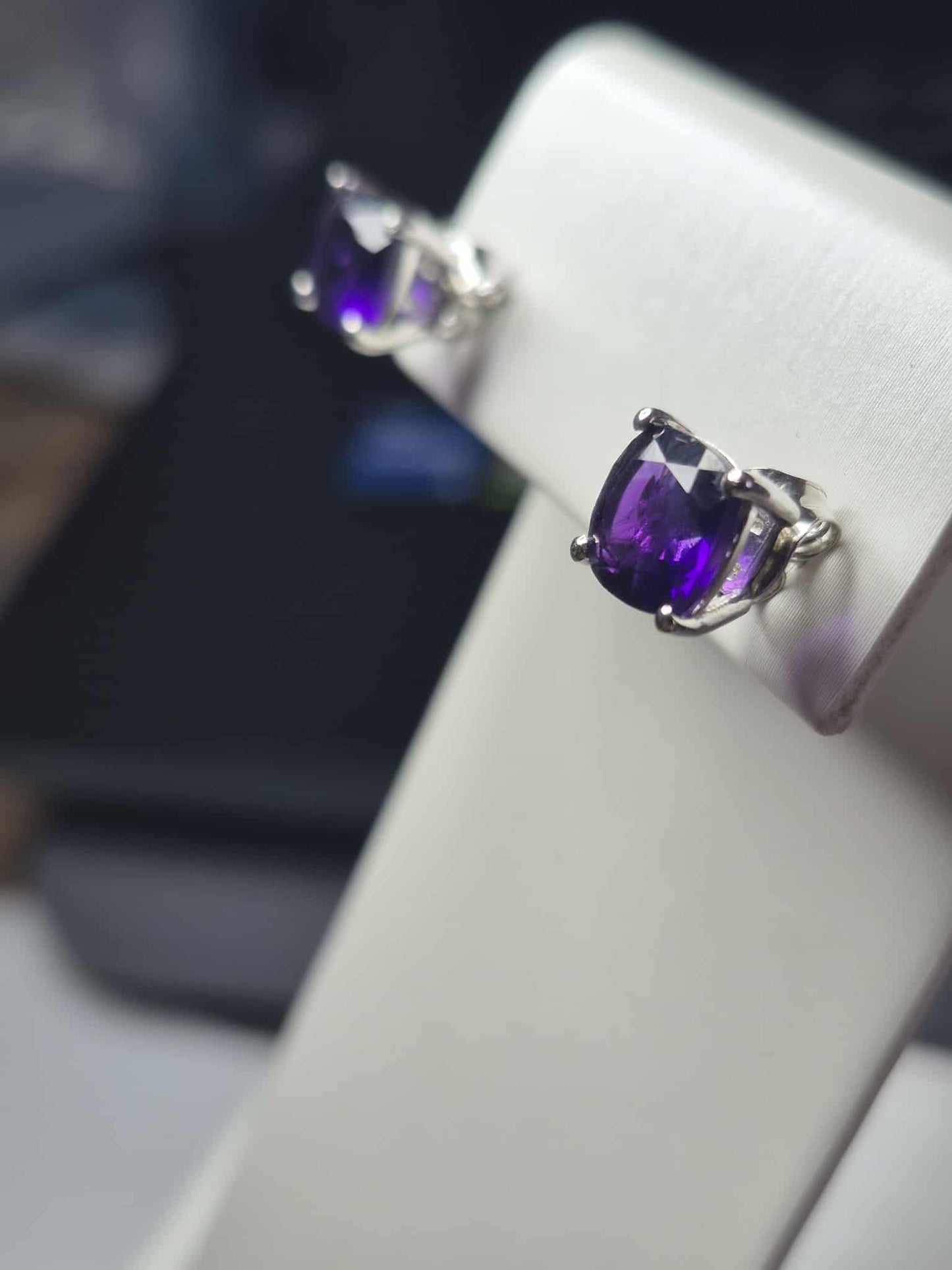 2.77ct AAA African Amethyst Stud Earrings in Platinum Overlay 925 Sterling Silver
