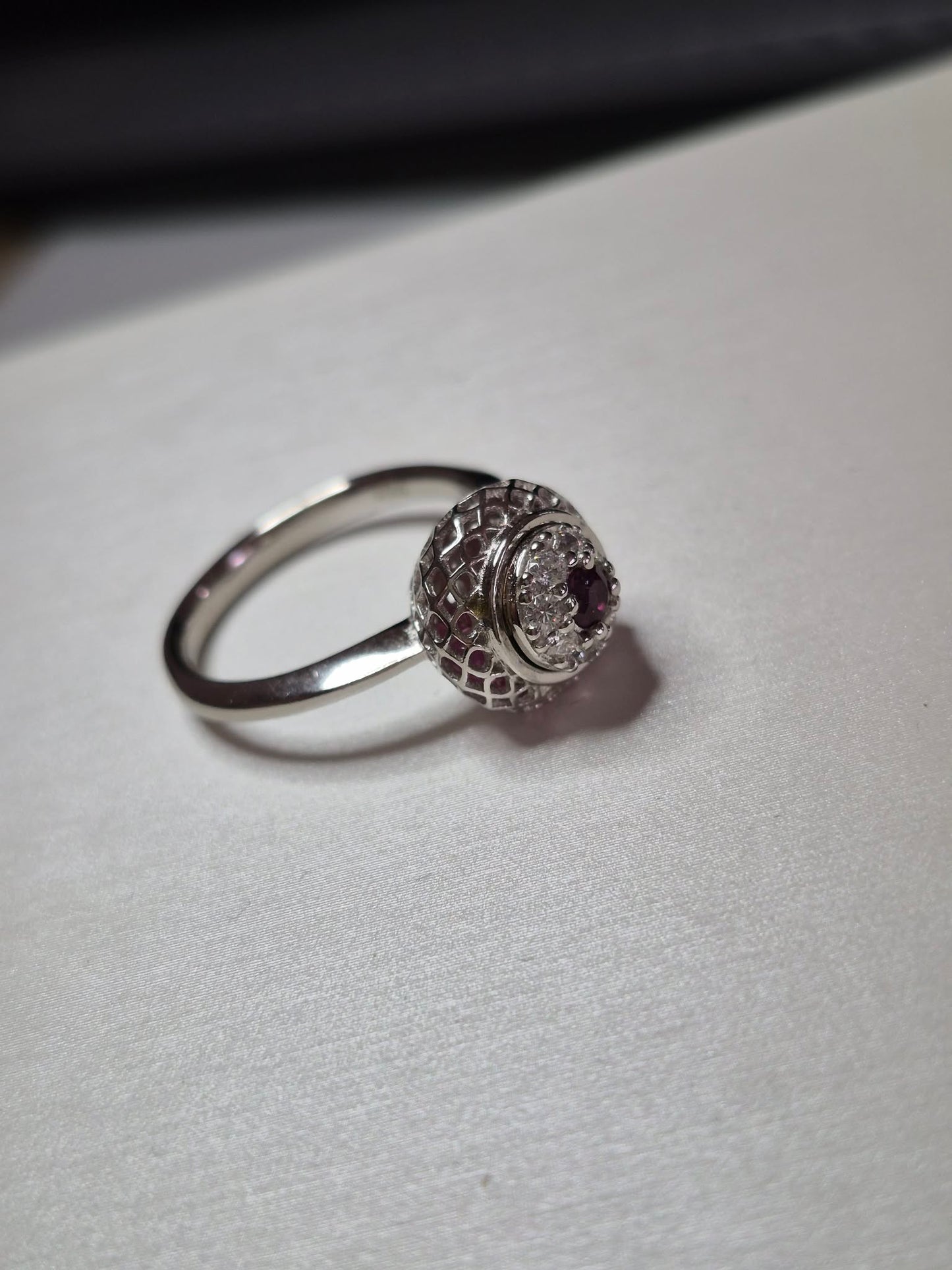 2.32ct Pink Spinel Ring in Rhodium Overlay 925 Sterling Silver SIZE N