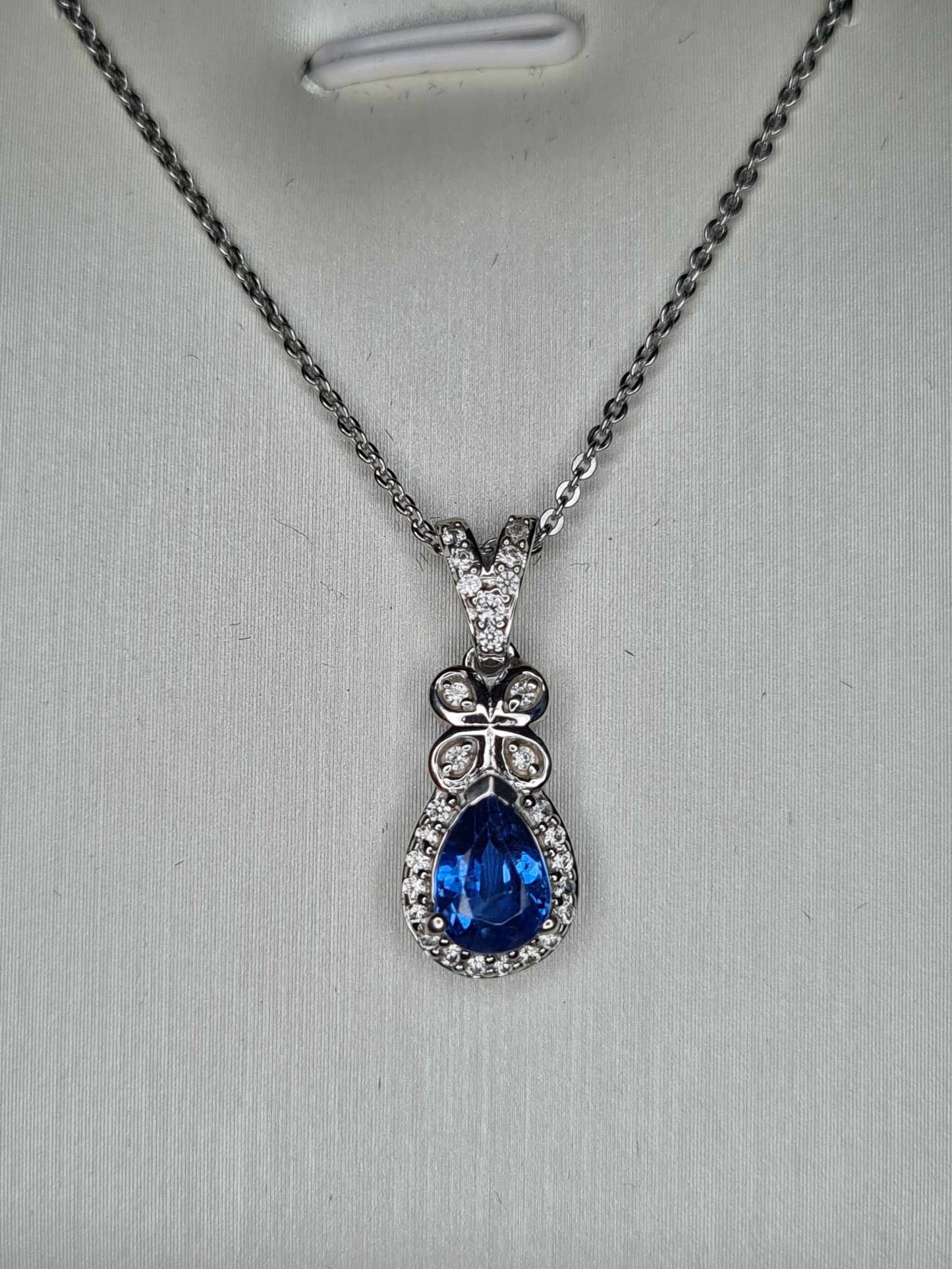 1.15ct Natural Himalayan Kyanite & Natural Zircon Necklace in Platinum Overlay 925 Sterling Silver