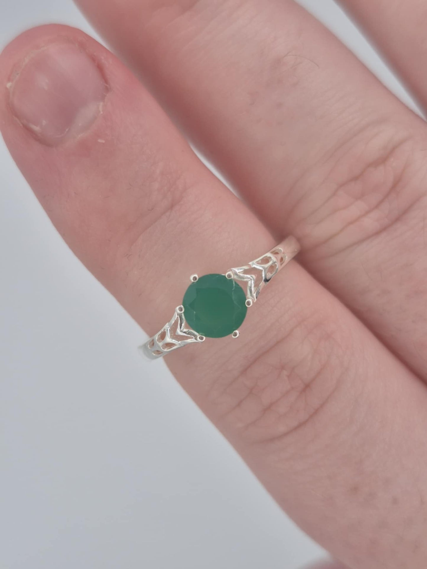 0.720ct Verde Onyx Solitaire Ring 925 Sterling Silver SIZES K, M