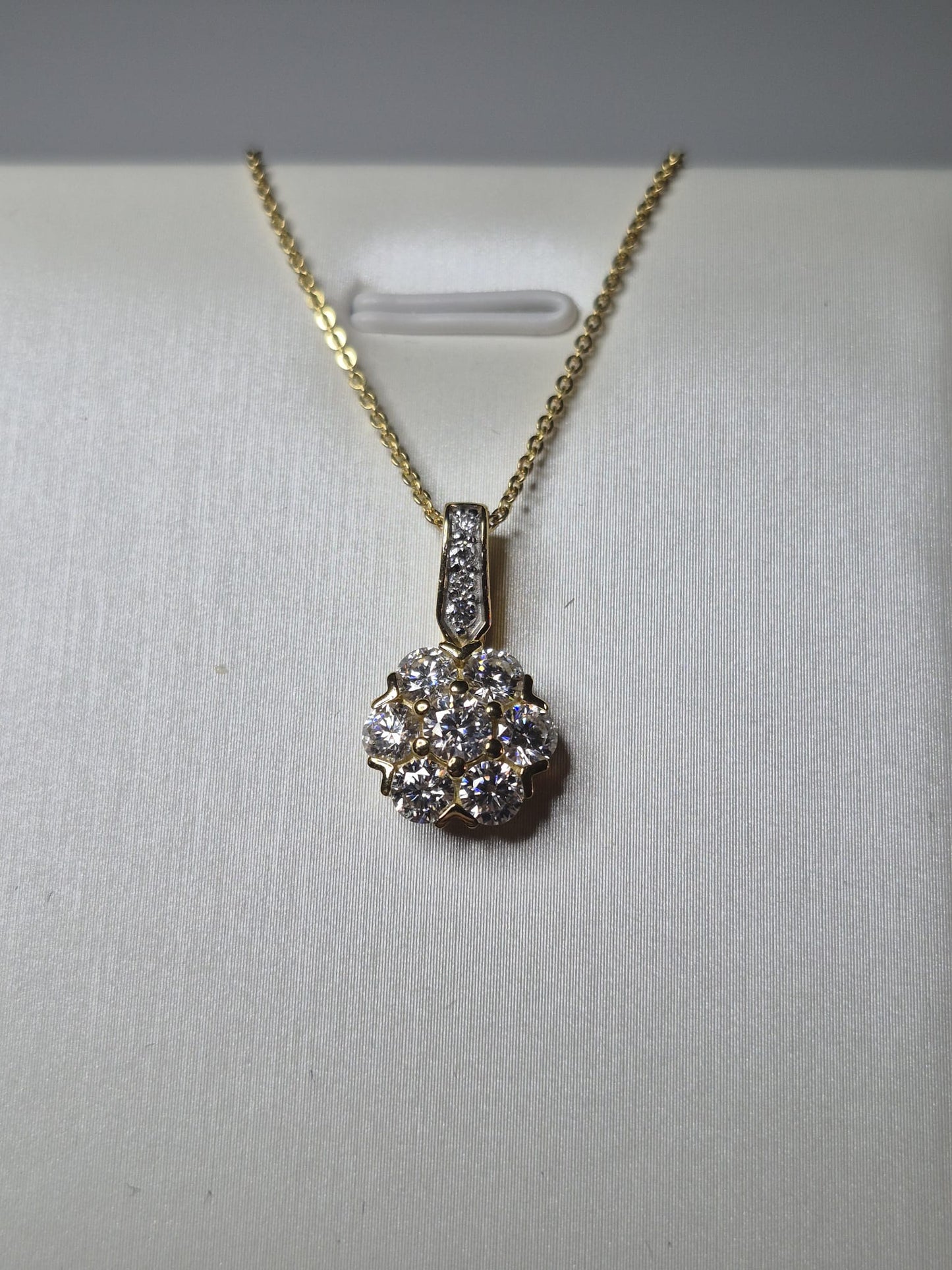 1.22ct Moissanite Floral Necklace 925 Sterling Silver with a gold overlay