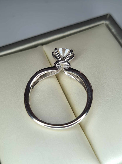 0.722ct. Moissanite Solitaire Ring 925 Sterling Silver Platinum Overlay SIZES L,M,S