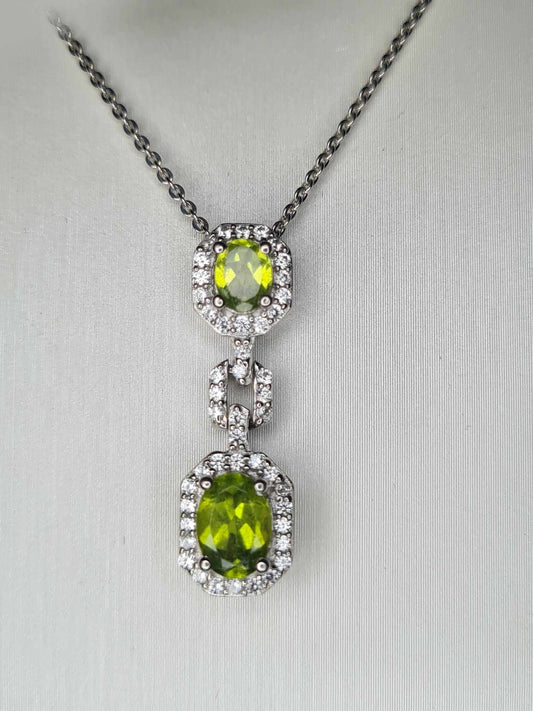 1.74 Ct. Vesuvianite and Natural Zircon Necklace 925 Sterling Silver