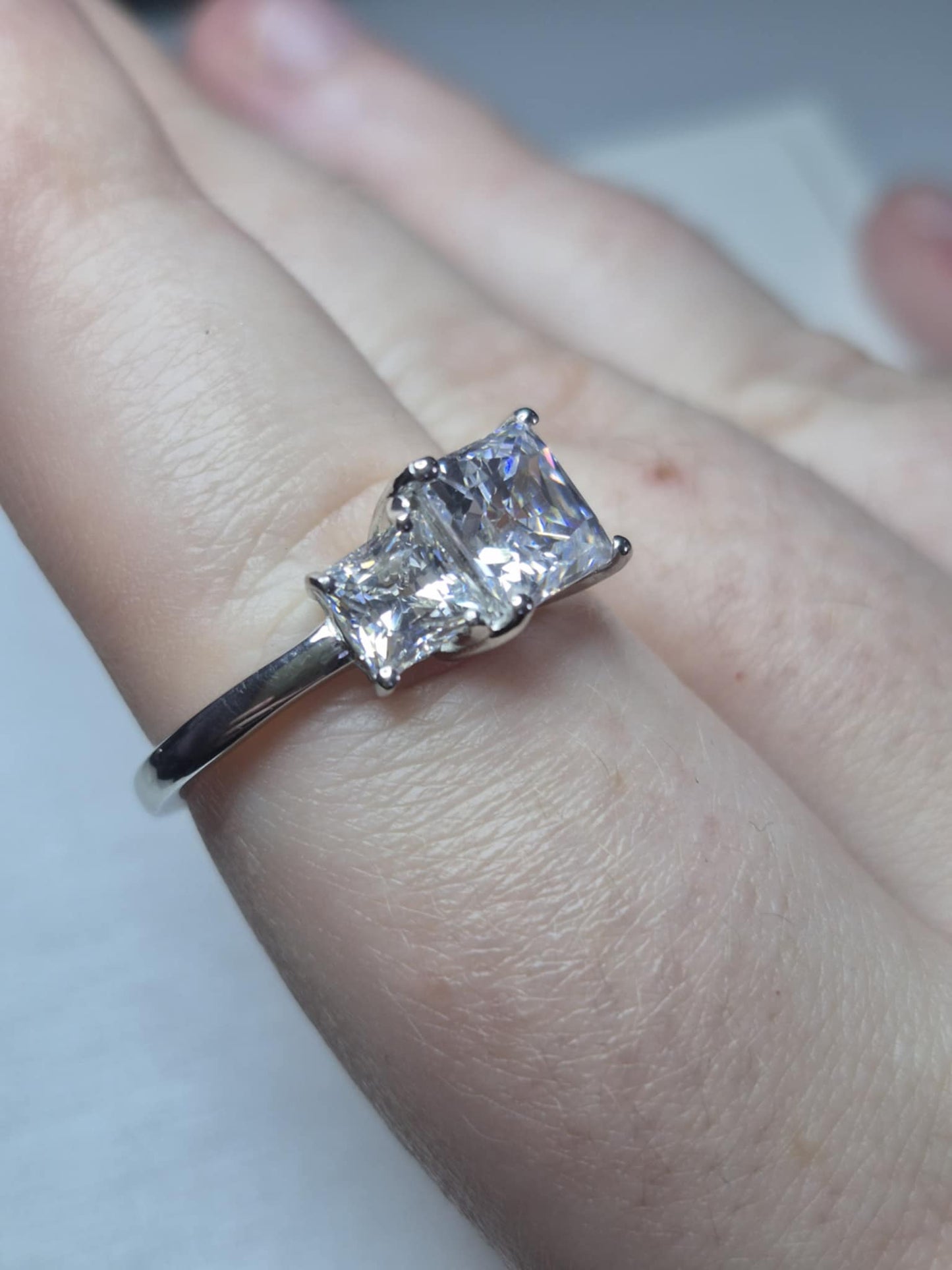 5.56ct Swarovski Zirconia Trilogy Ring in Rhodium Overlay 925 Sterling Silver