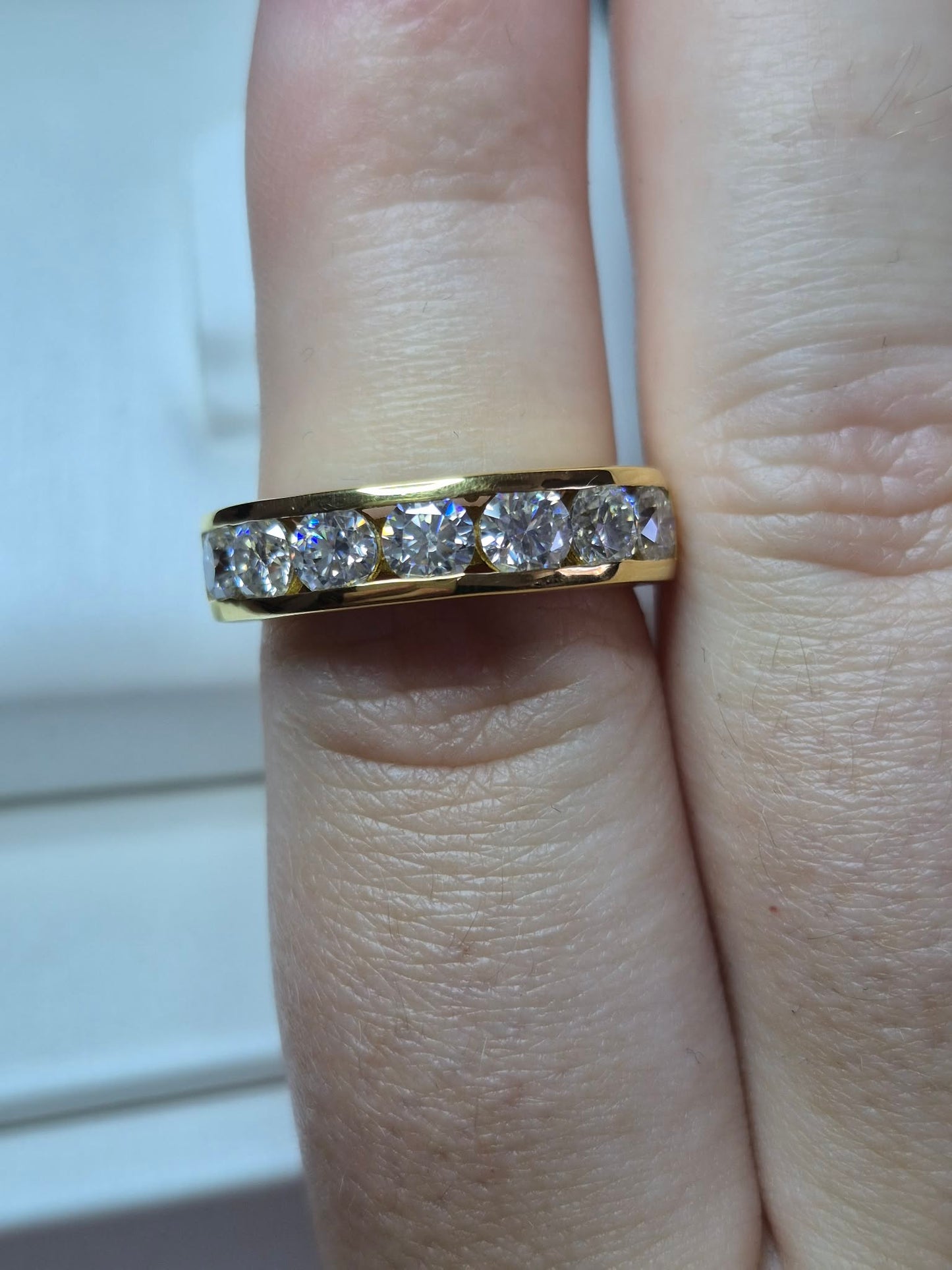 1.65ct Moissanite Half Eternity Band Ring in Yellow Gold Plated 925 Sterling Silver