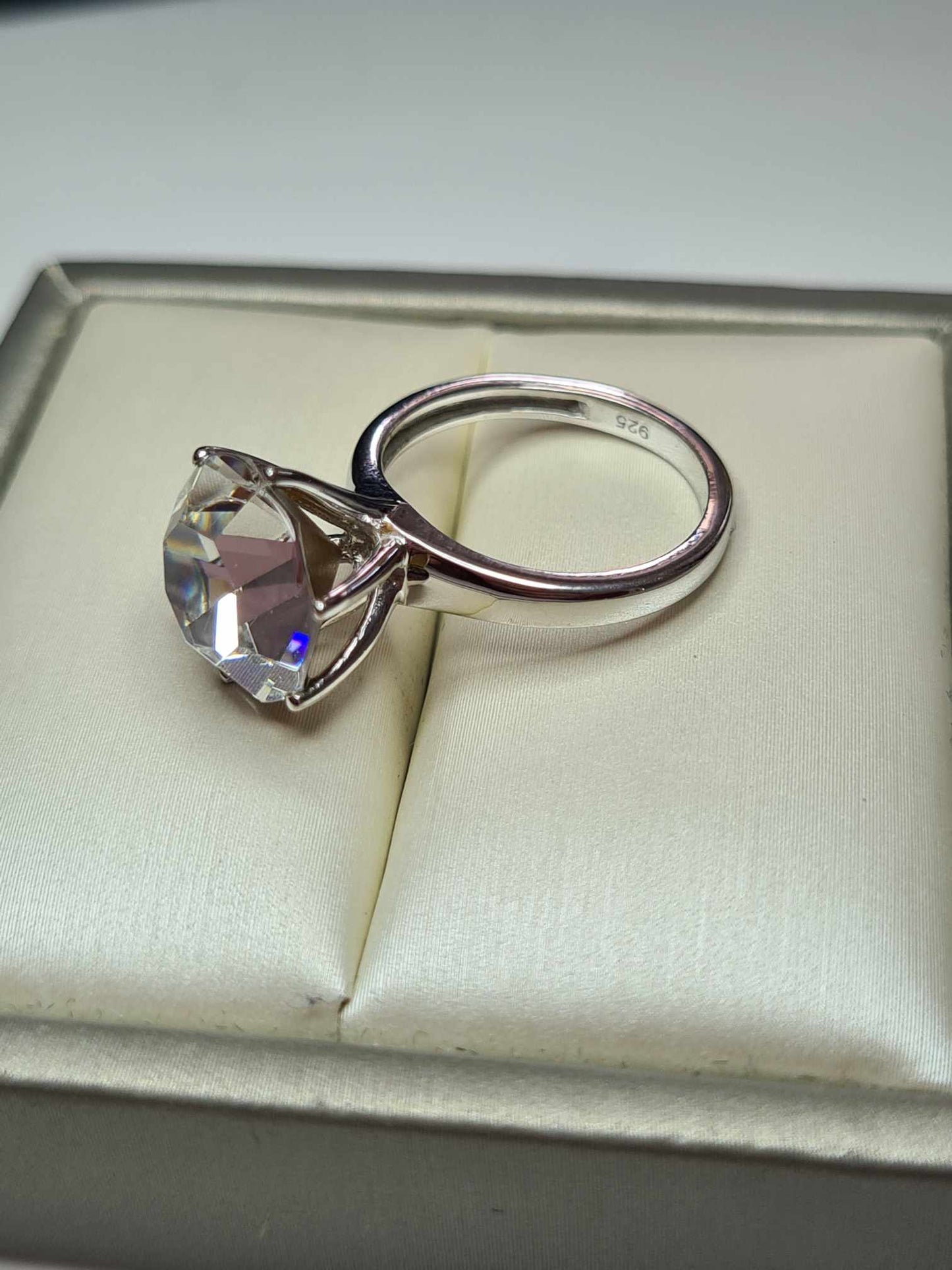 5.750ct. Swarovski Crystal Solitaire Ring 925 Sterling Silver SIZE K