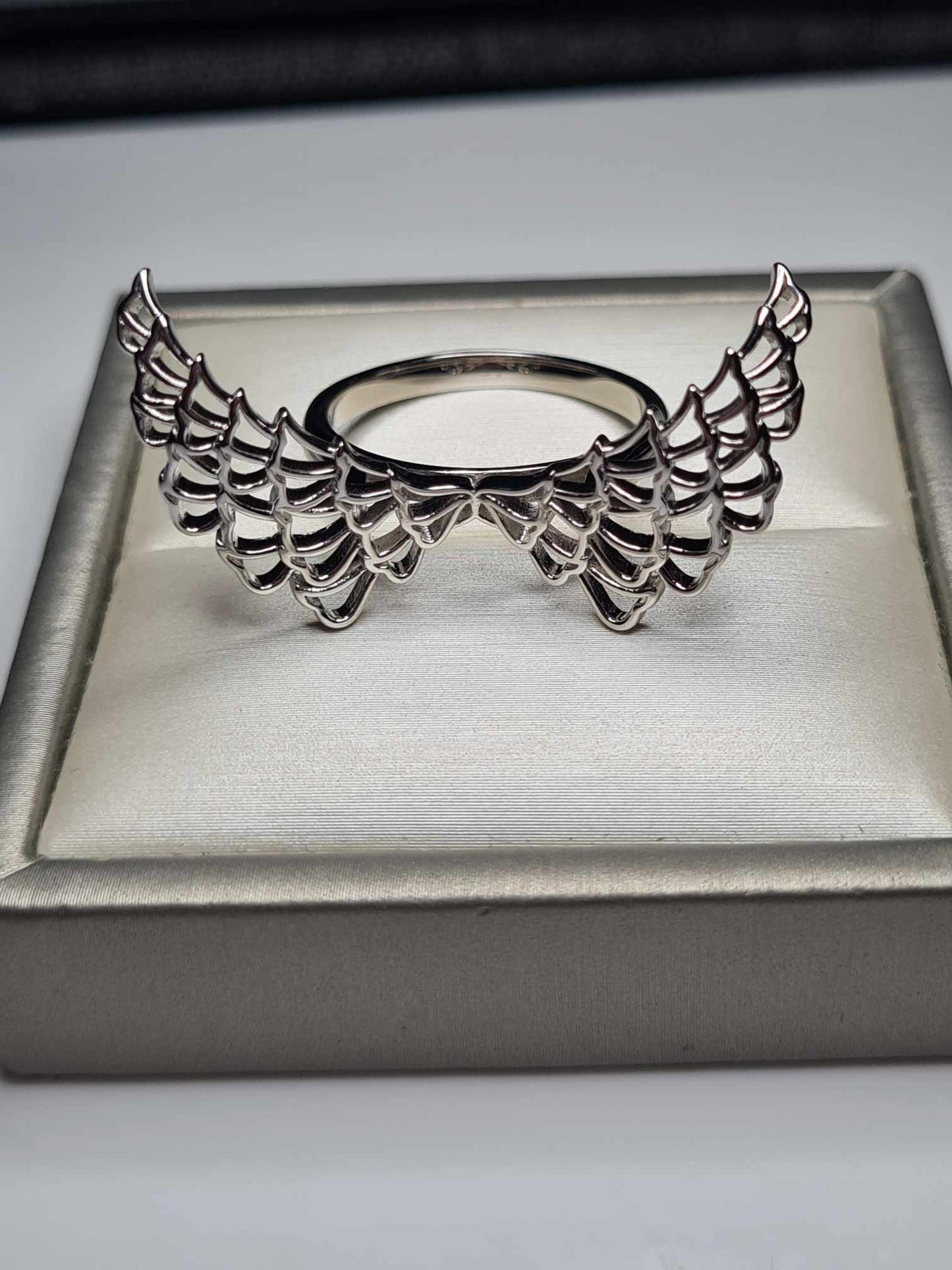 Angel Wing Ring 925 Sterling Silver With Rhodium Overlay SIZE S