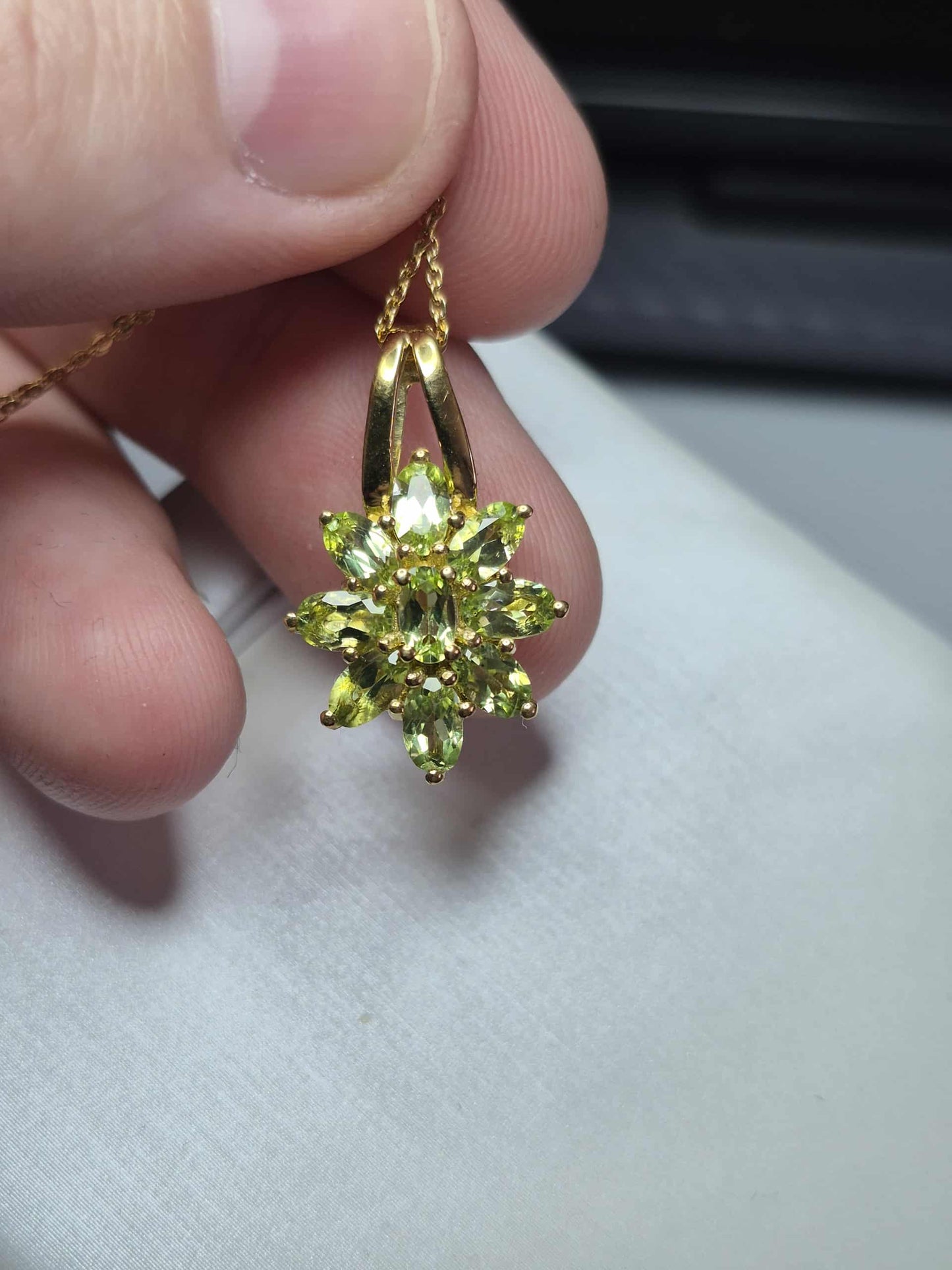 2.07ct Natural Hebei Peridot Necklace 18K Gold Overlay 925 Sterling Silver