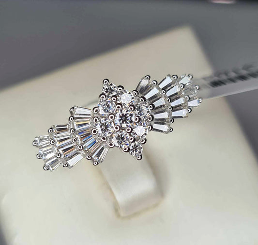1.09 Ct Moissanite Ballerina Ring Platinum Overly 925 Sterling Silver SIZE L