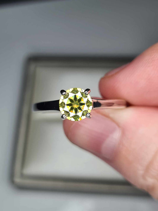 1ct Cannery Yellow Moissanite Solitaire Ring 925 Sterling Silver SIZES M,Q,S