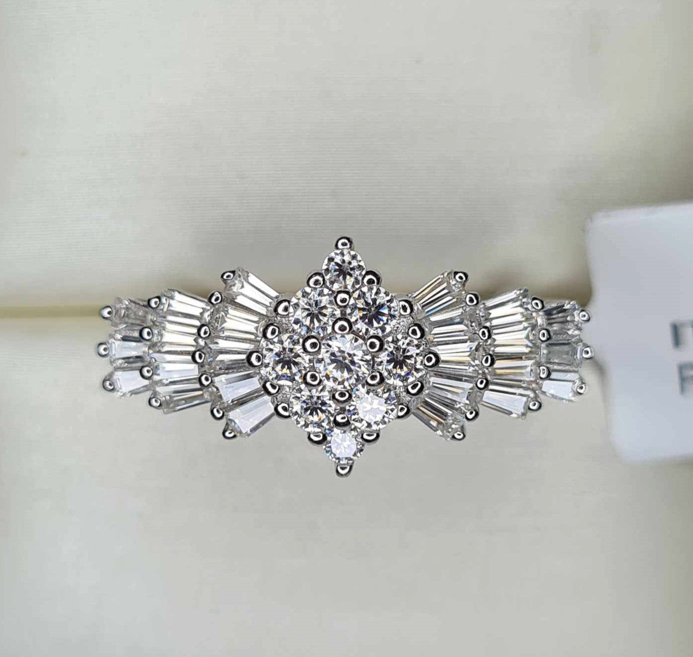 1.09 Ct Moissanite Ballerina Ring Platinum Overly 925 Sterling Silver SIZE L