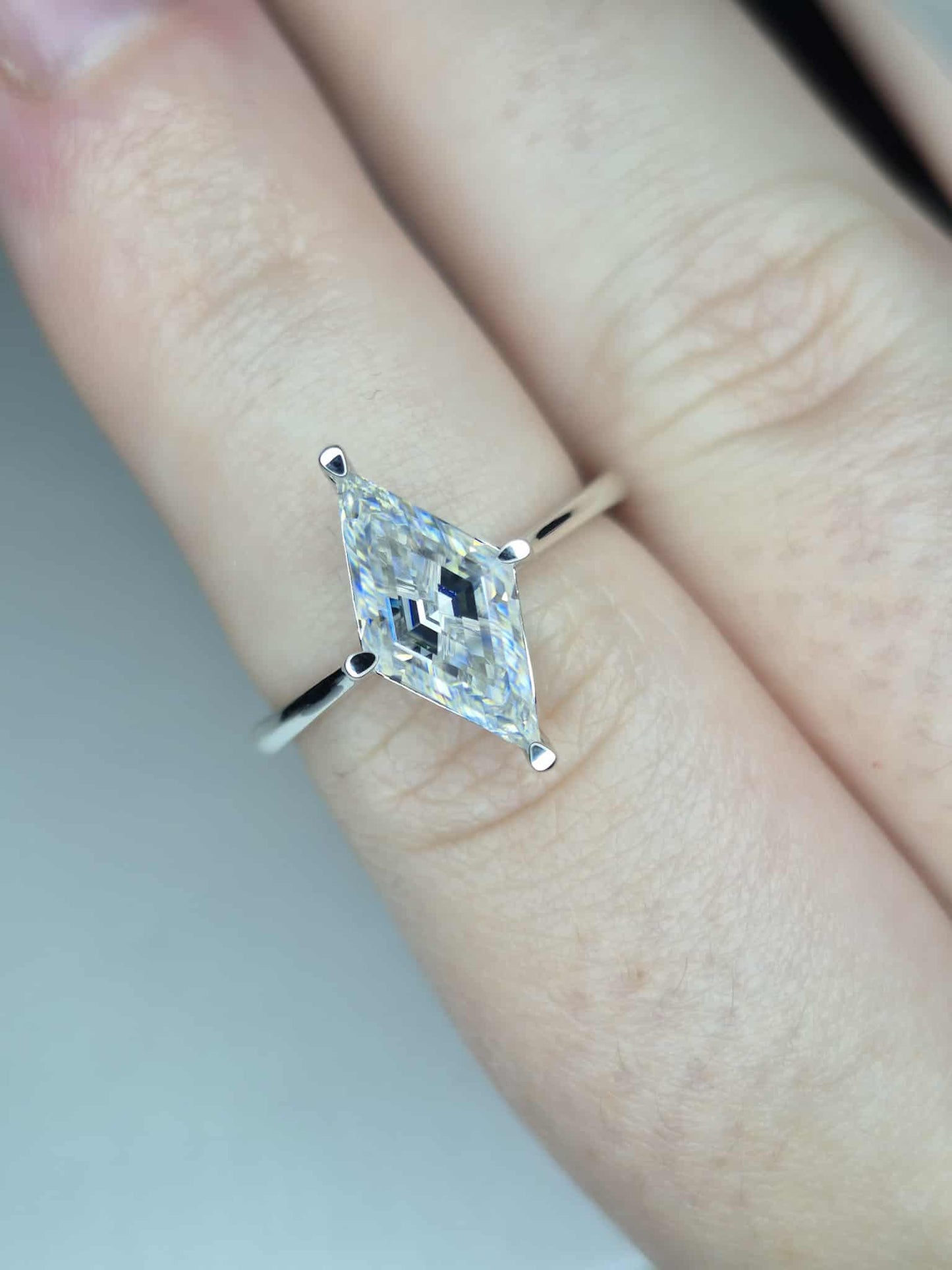 2.40ct Moissanite Solitaire Ring in Rhodium Overlay 925 Sterling Silver SIZE O
