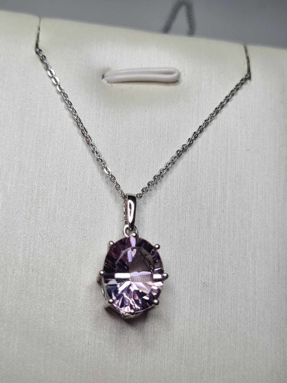 3Ct. Pink Amethyst Solitaire Necklace 925 Sterling Silver